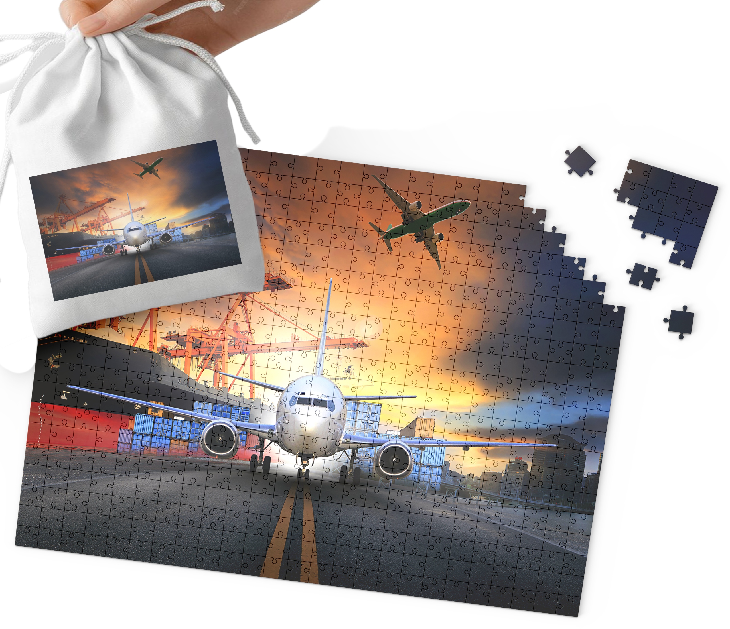 PUZZLE TRADYCYJNE - SAMOLOT ODRZUTOWIEC WZORY DLA CHŁOPCA 96EL + WORECZEK