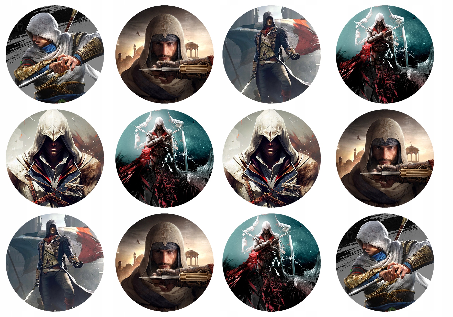 OPŁATEK na BABECZKI MUFFINKI zestaw na urodziny 12szt. - ASSASSIN GRY