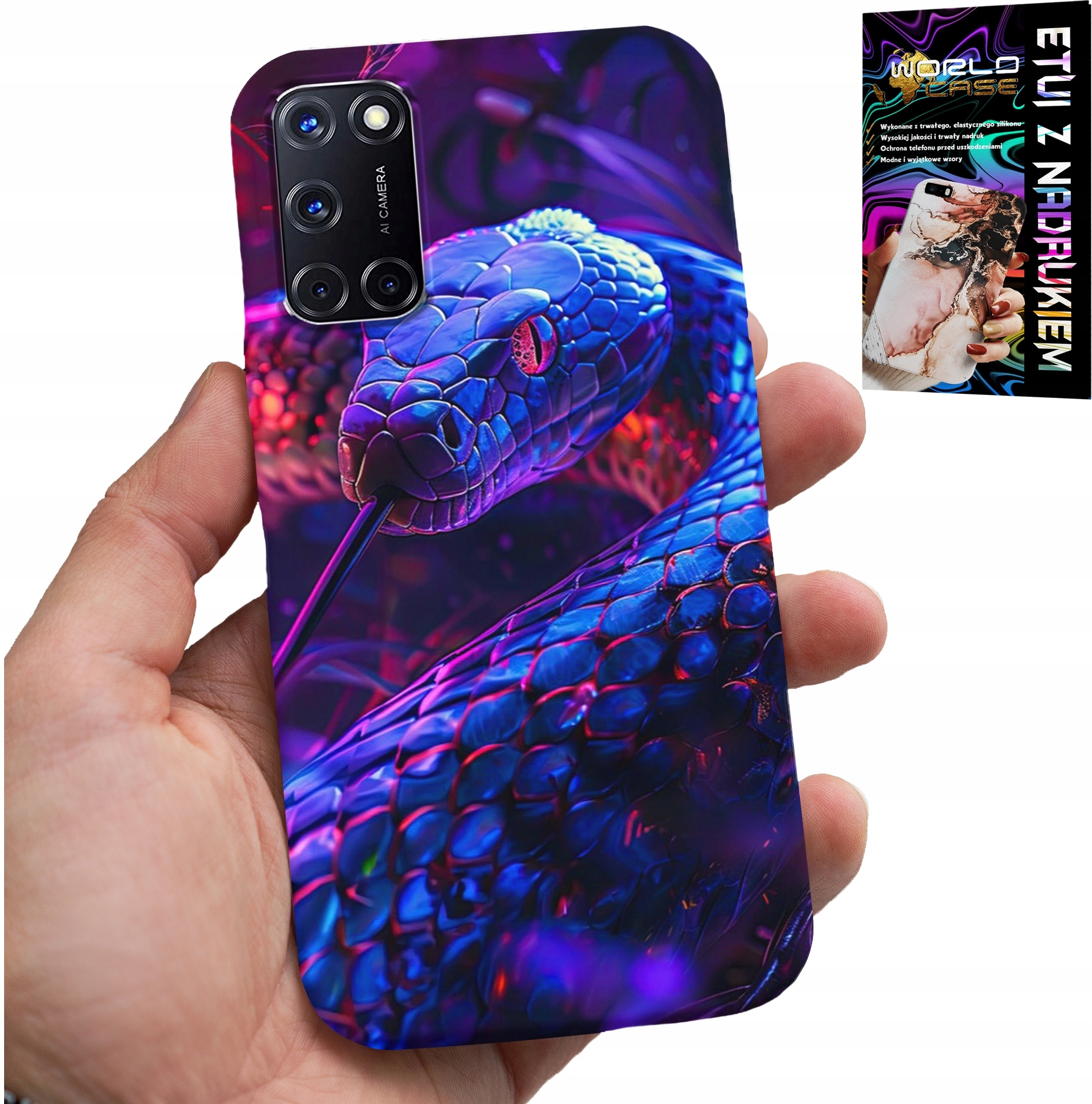 ETUI DO OPPO A52 - WĄŻ KOBRA GRZECHOTNIK GADY CASE + FOLIA
