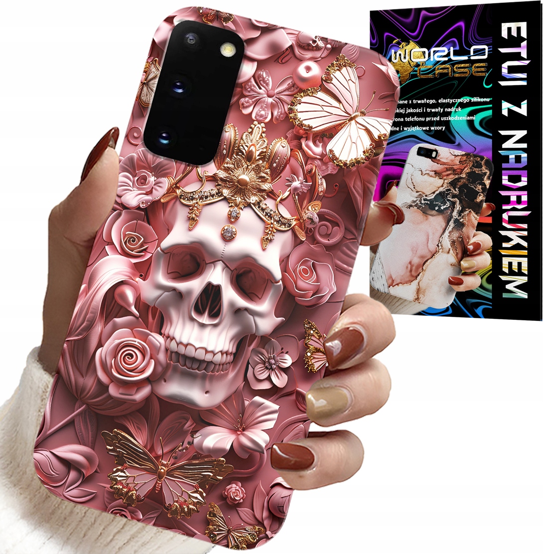 ETUI DO SAMSUNG GALAXY S20 - KOBIECE, MODNE WZORY, CZASZKA W RÓŻE