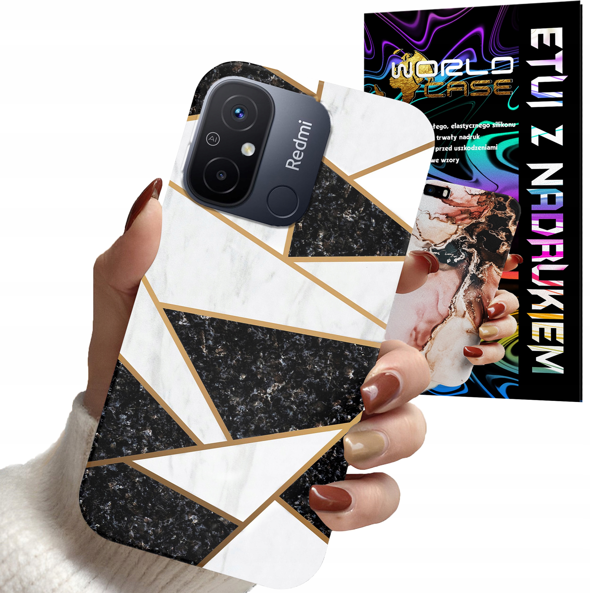 ETUI CASE DO XIAOMI REDMI 12C - MARMUREK GEOMETRIA WZORY DLA KOBIET PLECKI