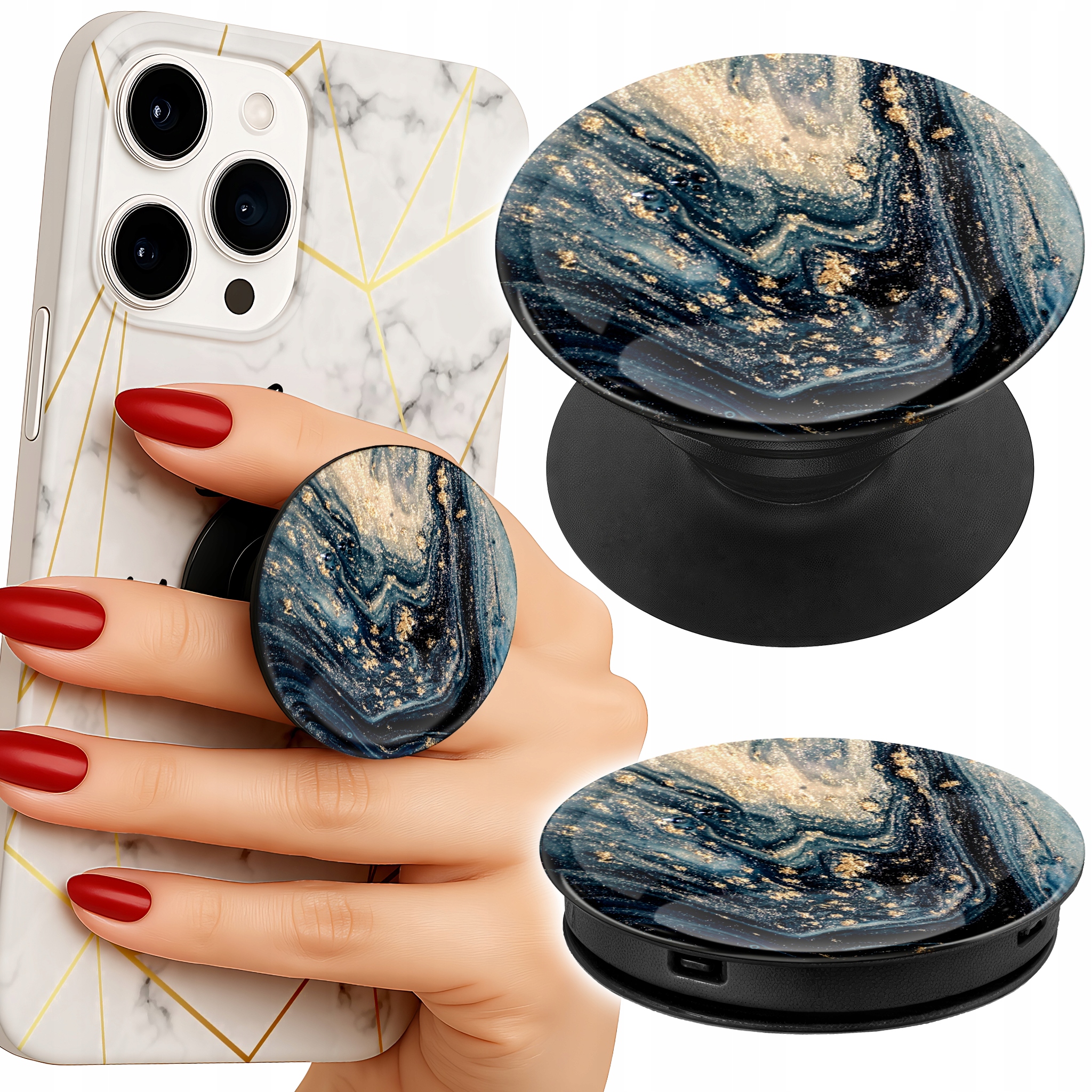 Uchwyt do telefonu Popsocket na palce / stojak - KAMIENNE ELEGANCKIE WZORY