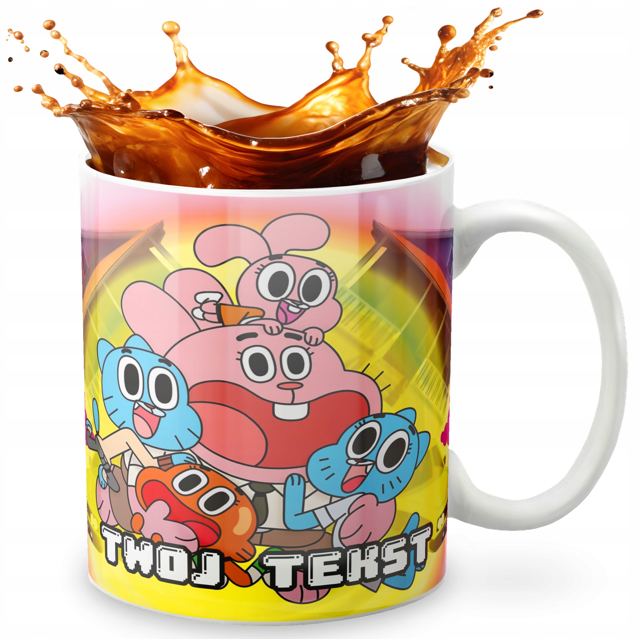 KUBEK 330ml GRAFIKA PREZENT ŚWIĘTA WZÓR - BAJKA GUMBALL + IMIĘ