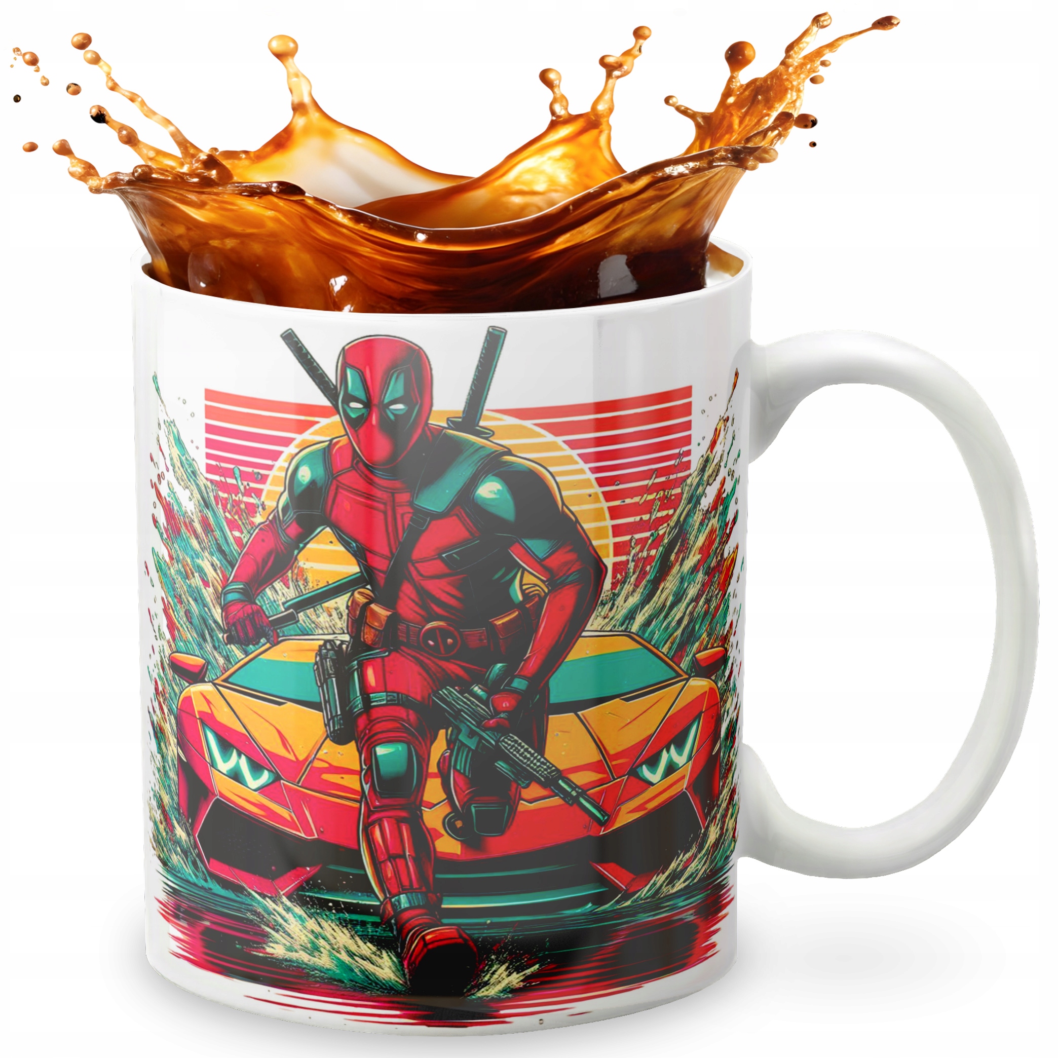 KUBEK 330ml GRAFIKA PREZENT ŚWIĘTA WZÓR - FILM DEAD POOL MAR.VEL + IMIĘ