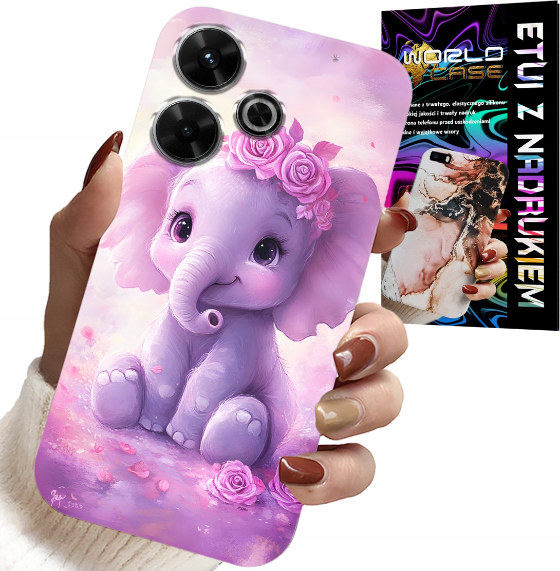 ETUI DO XIAOMI REDMI 13 4G - SŁODKI SŁONIK NA RÓŻOWYM TLE CASE +FOLIA