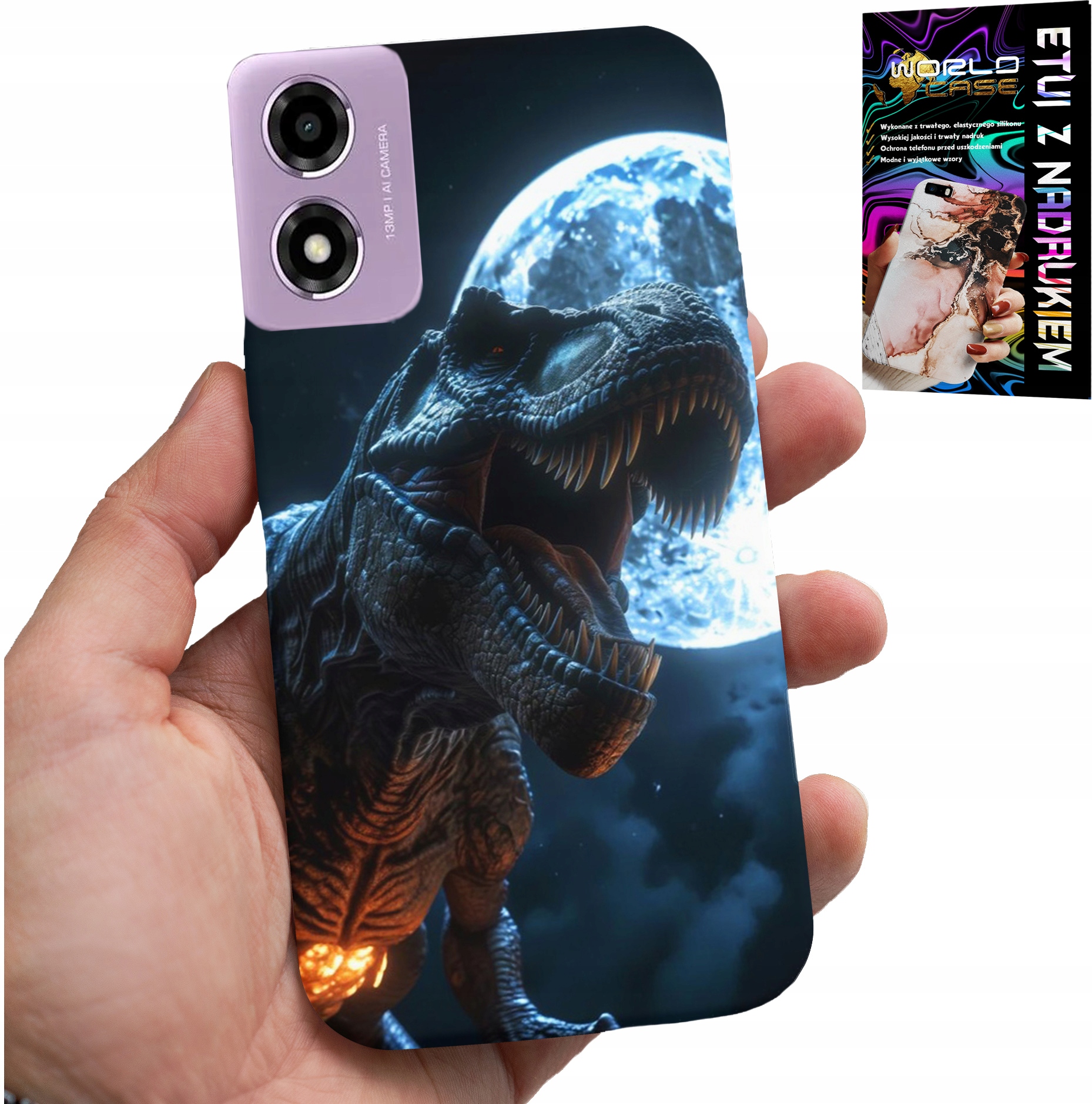 ETUI DO MOTOROLA MOTO E14 - DINO DINOZAUR TYRANOZAUR POKROWIEC CASE