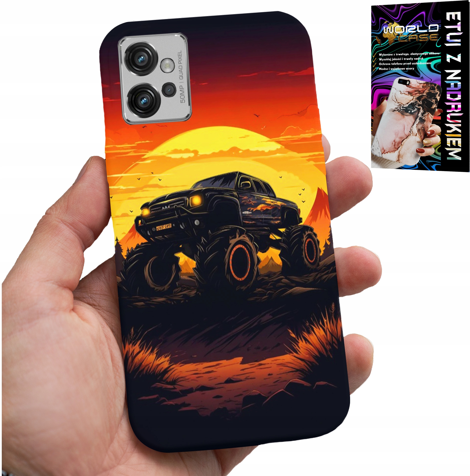 ETUI DO MOTOROLA G32 - MONSTERTRUCK, CIĘŻARÓWKA, WZORY + FOLIA