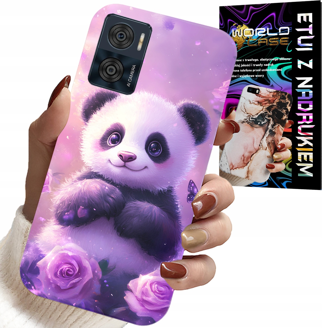 ETUI DO MOTOROLA MOTO E22 / E22I - SŁODKA PANDA WZORY DLA DZIECI + SZKŁO