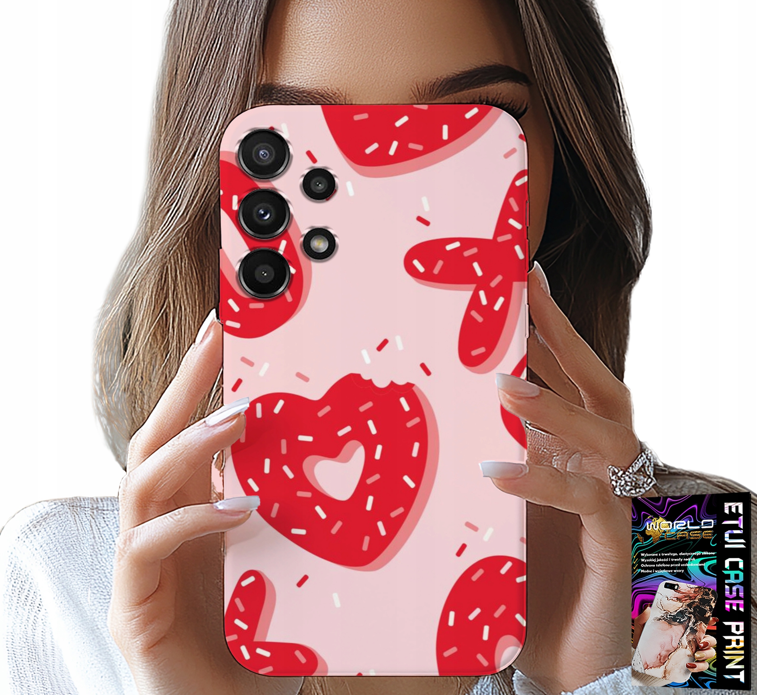 ETUI DO SAMSUNG GALAXY A32 5G - KOBIECE, MODNE WZORY XOXO SERCE + SZKŁO