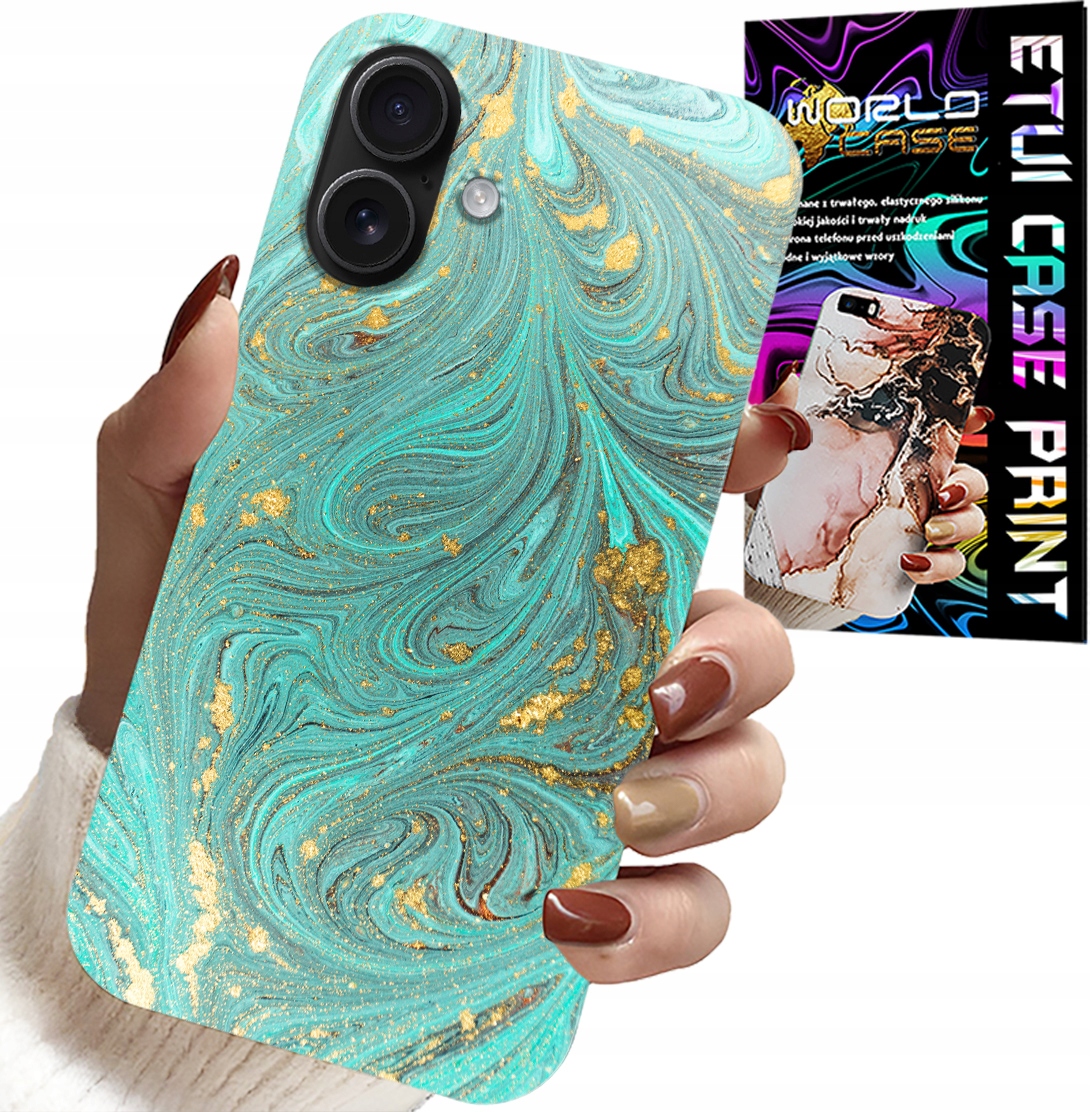ETUI DO IPHONE 16 - MARMURKOWE WZORY + SZKŁO HARTOWANE