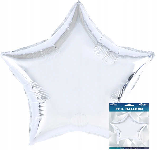 BALON FOLIOWY GWIAZDKA SREBRNE DEKORACJA URODZINOWA NA PRZYJĘCIE 3D