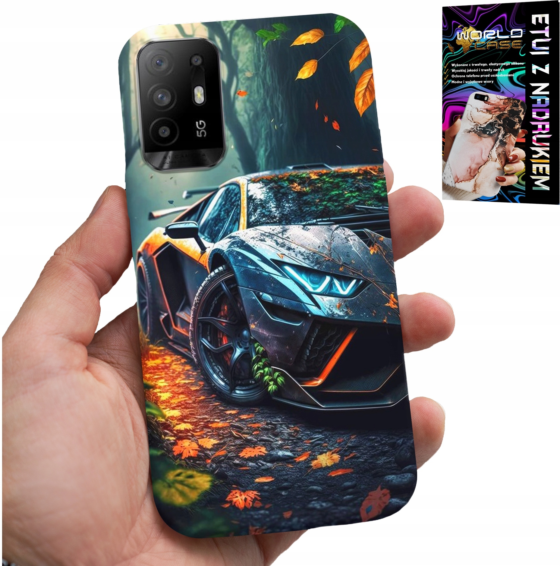 ETUI DO OPPO RENO 5Z / A94 5G - LUKSUSOWE SAMOCHODY SUPER AUTA WZORY