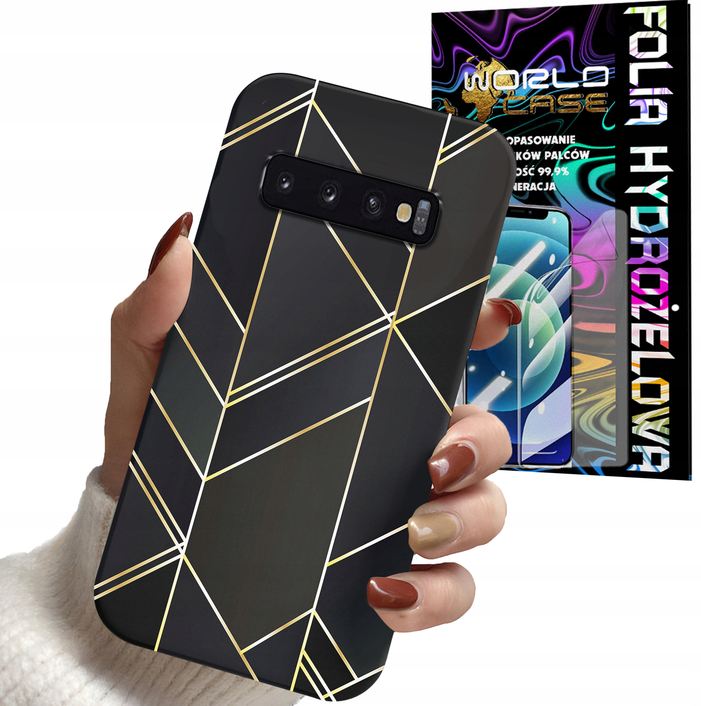 ETUI CASE DO SAMSUNG S10 PLUS - MARMUREK GEOMETRYCZNE WZORY KOBIET + FOLIA