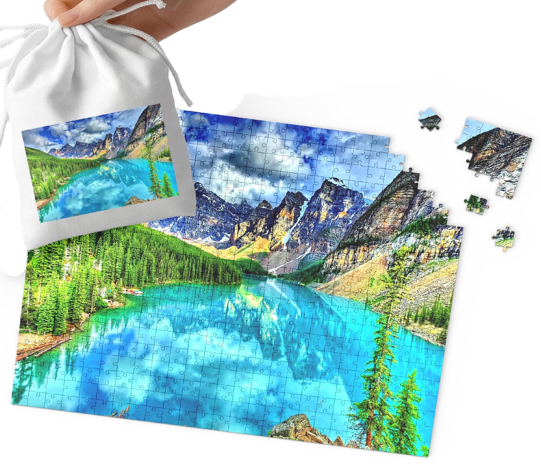 PUZZLE - PIĘKNE WIDOKI GÓRY LASY WIELE WZORÓW 120el + WORECZEK