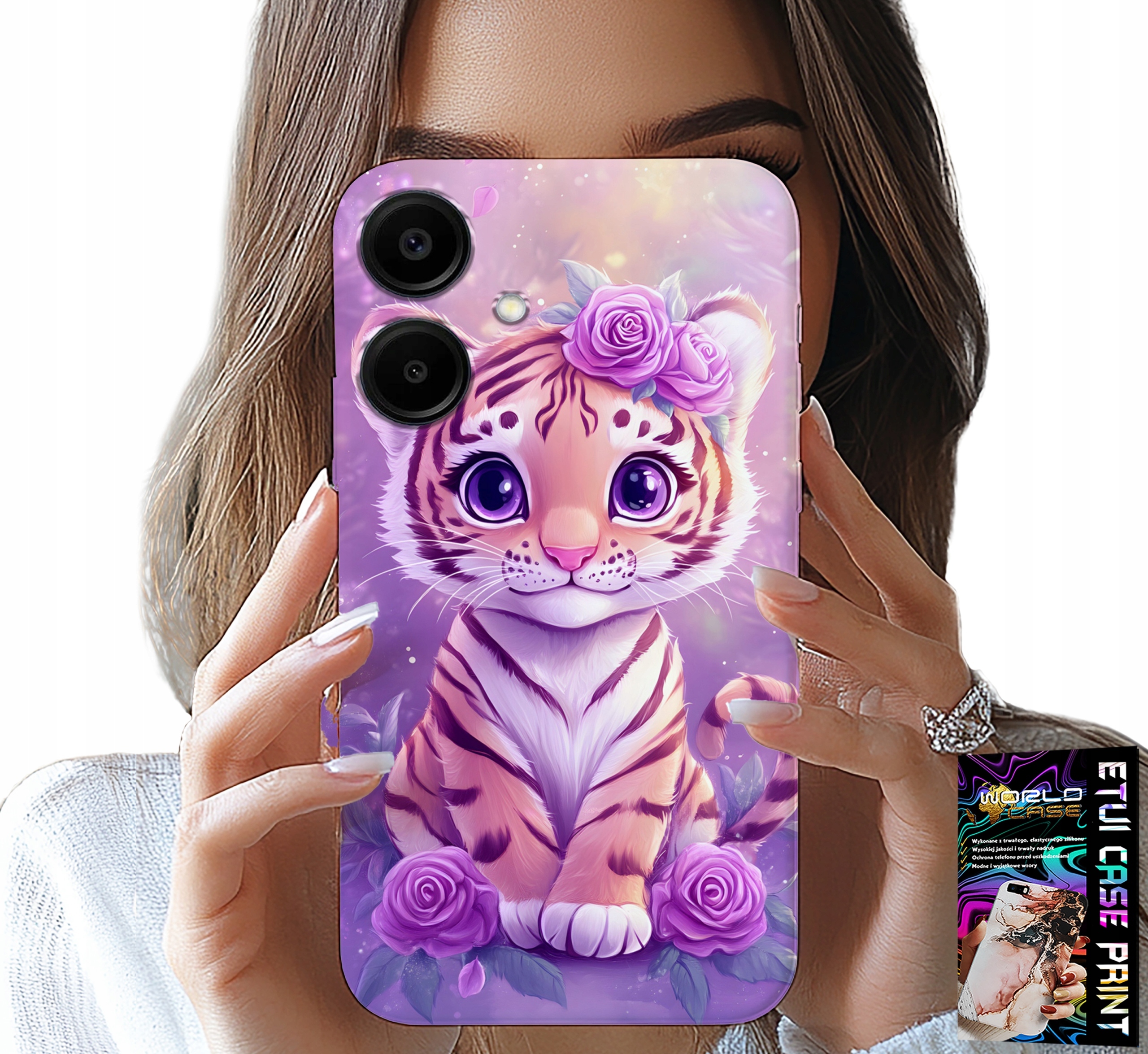 ETUI DO SAMSUNG GALAXY A06 5G - SŁODKI TYGRYSEK NA RÓŻOWYM TLE + SZKŁO