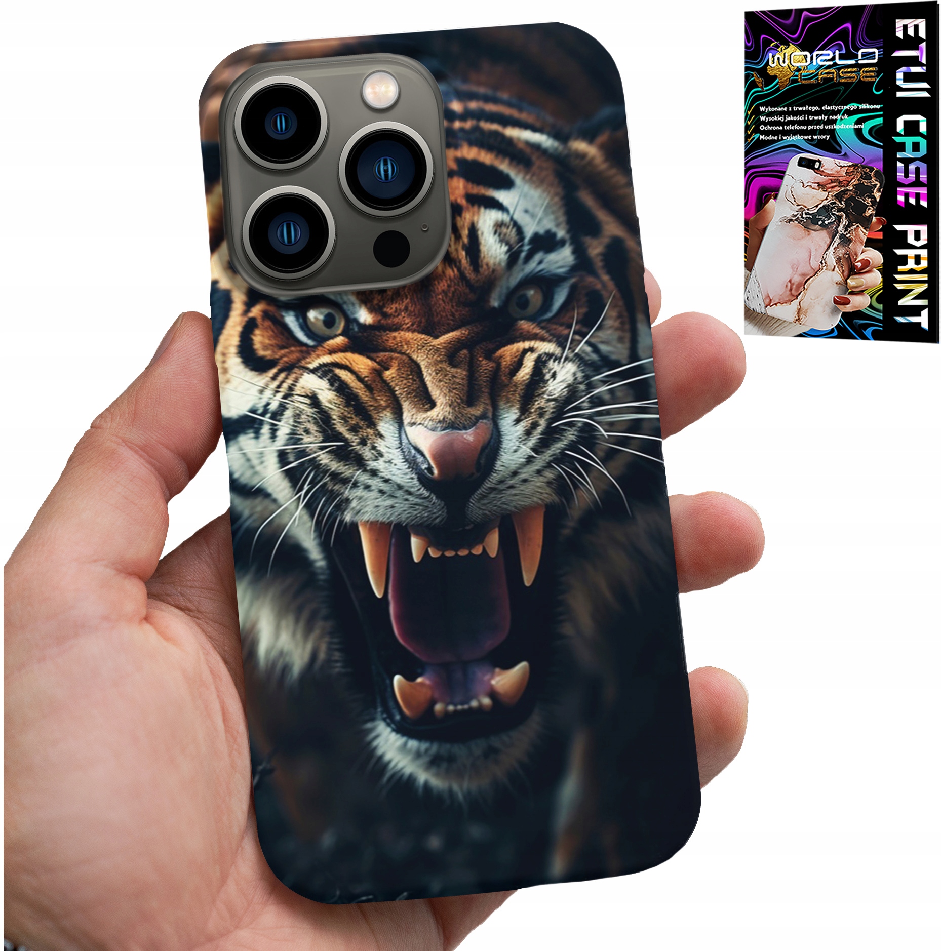 ETUI DO IPHONE 14 PRO - TYGRYS LEW SAFARI ZWIERZĘCE WZORY PLECKI