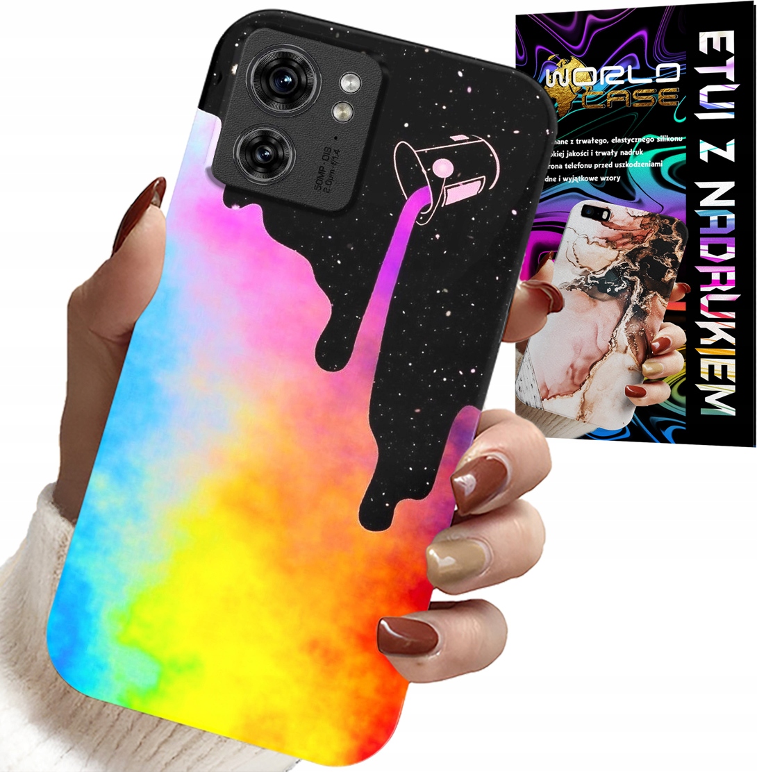 ETUI DO MOTOROLA EDGE 40 - TĘCZOWE KOLOROWE WZORY, FARBA + FOLIA