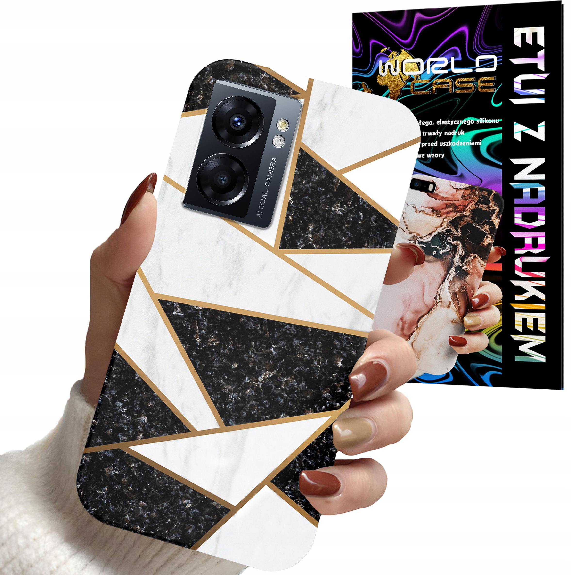 ETUI CASE DO OPPO A57 A57s A77 - MARMUREK GEOMETRIA WZORY DLA KOBIET