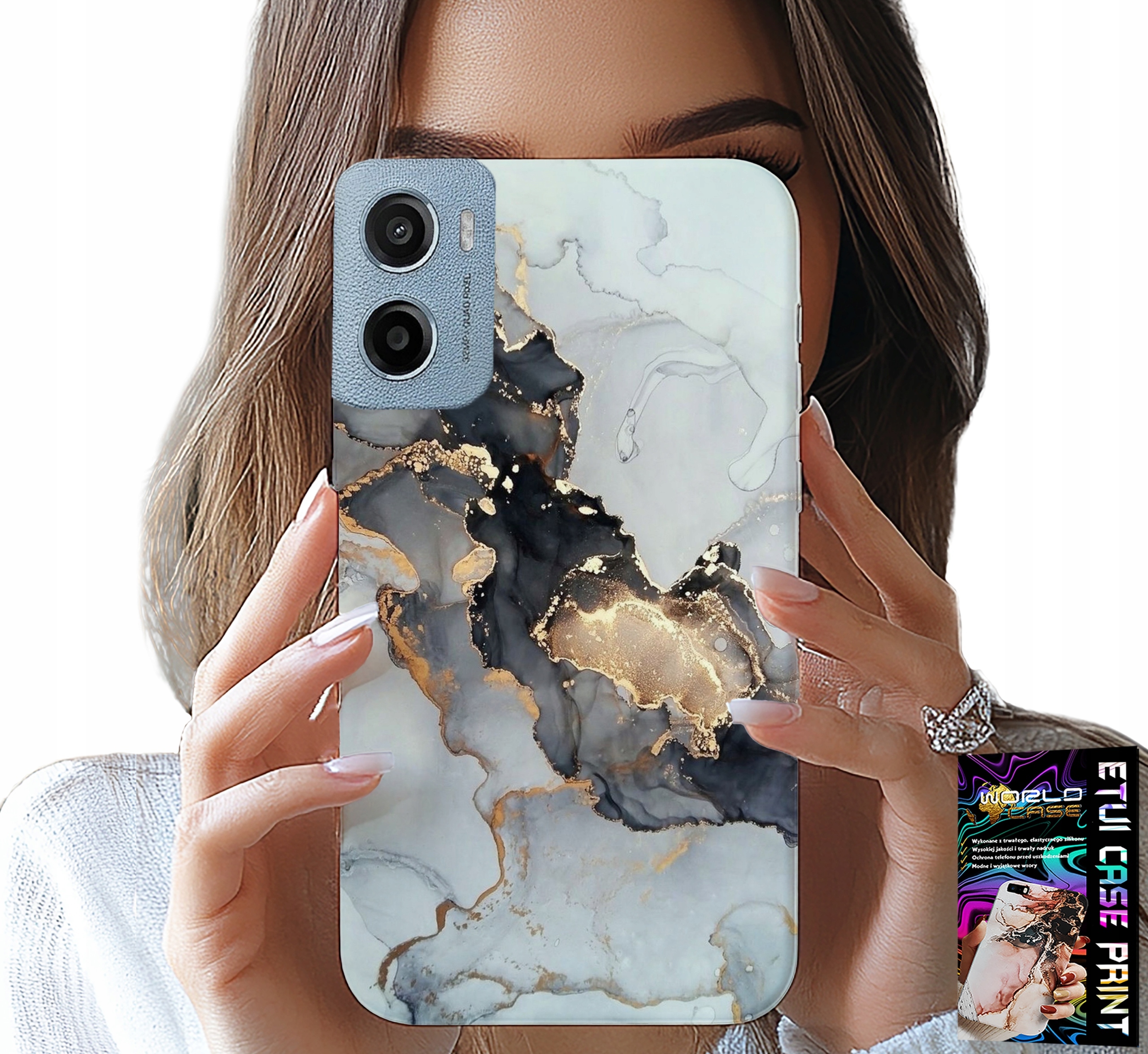 ETUI DO MOTOROLA E15 / G05 - ELEGANCKI MARMUREK MODNE KOBIECE WZORY