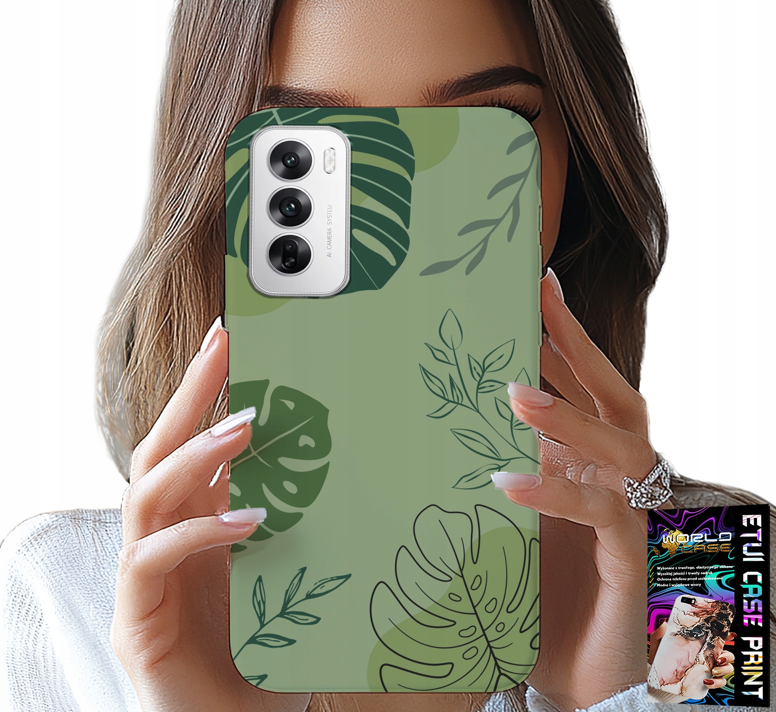 ETUI DO OPPO RENO12 5G - ZIELONE LIŚCIE ROŚLINNE WZORY PLECKI