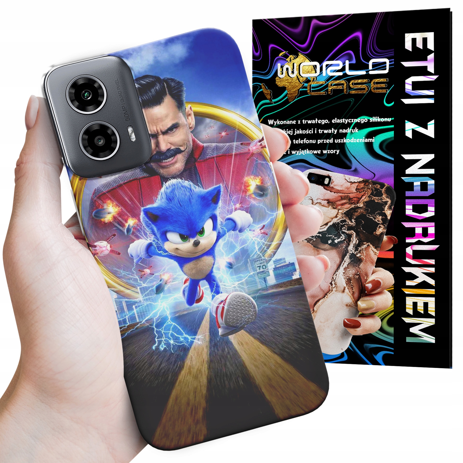 ETUI CASE DO MOTOROLA MOTO G34 5G - SONIC SONIK WZORY Z BAJEK MARIO PLECKI