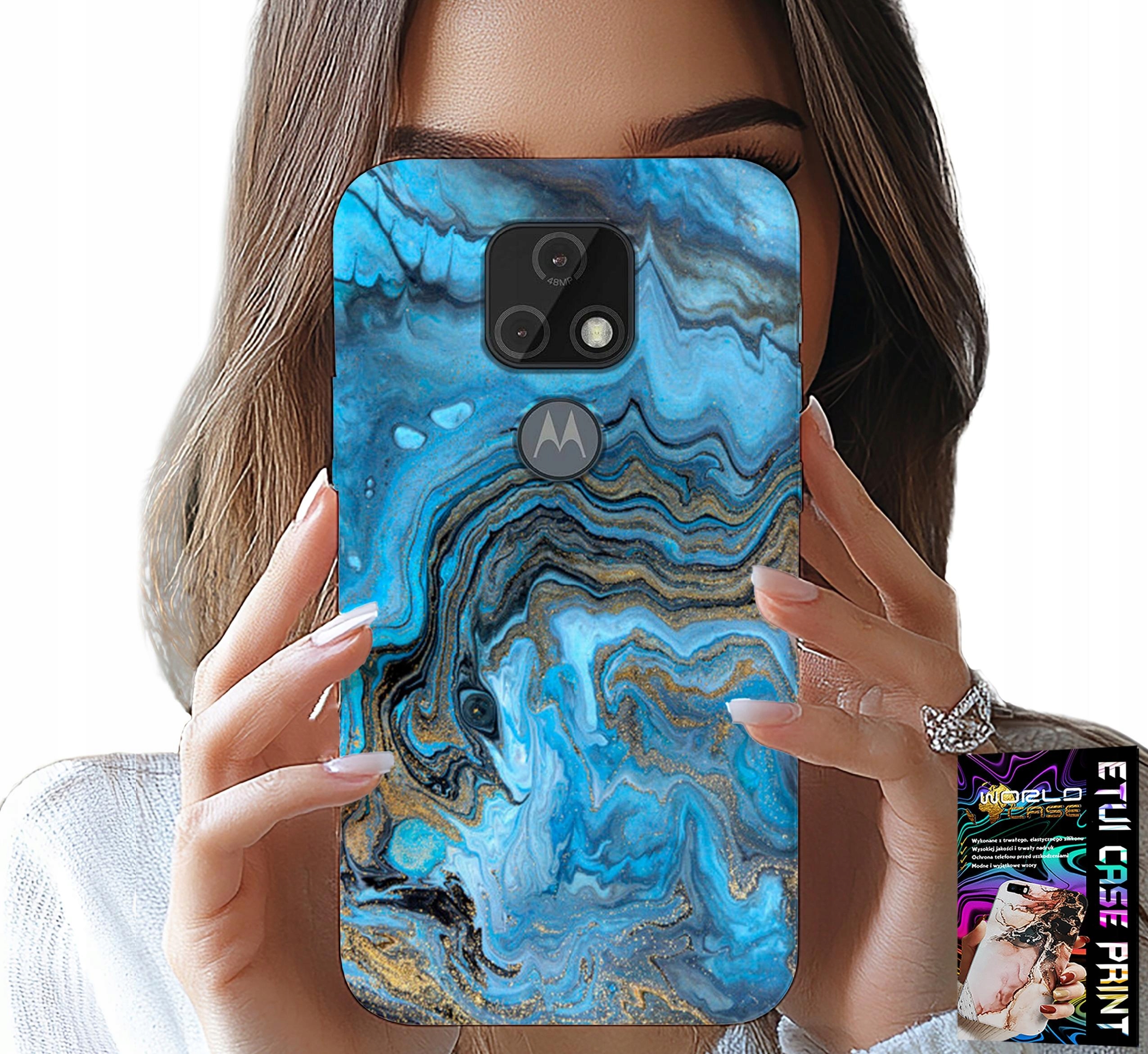 ETUI DO MOTOROLA MOTO E7 PLUS - MARMURKOWE WZORY OBUDOWA CASE + FOLIA