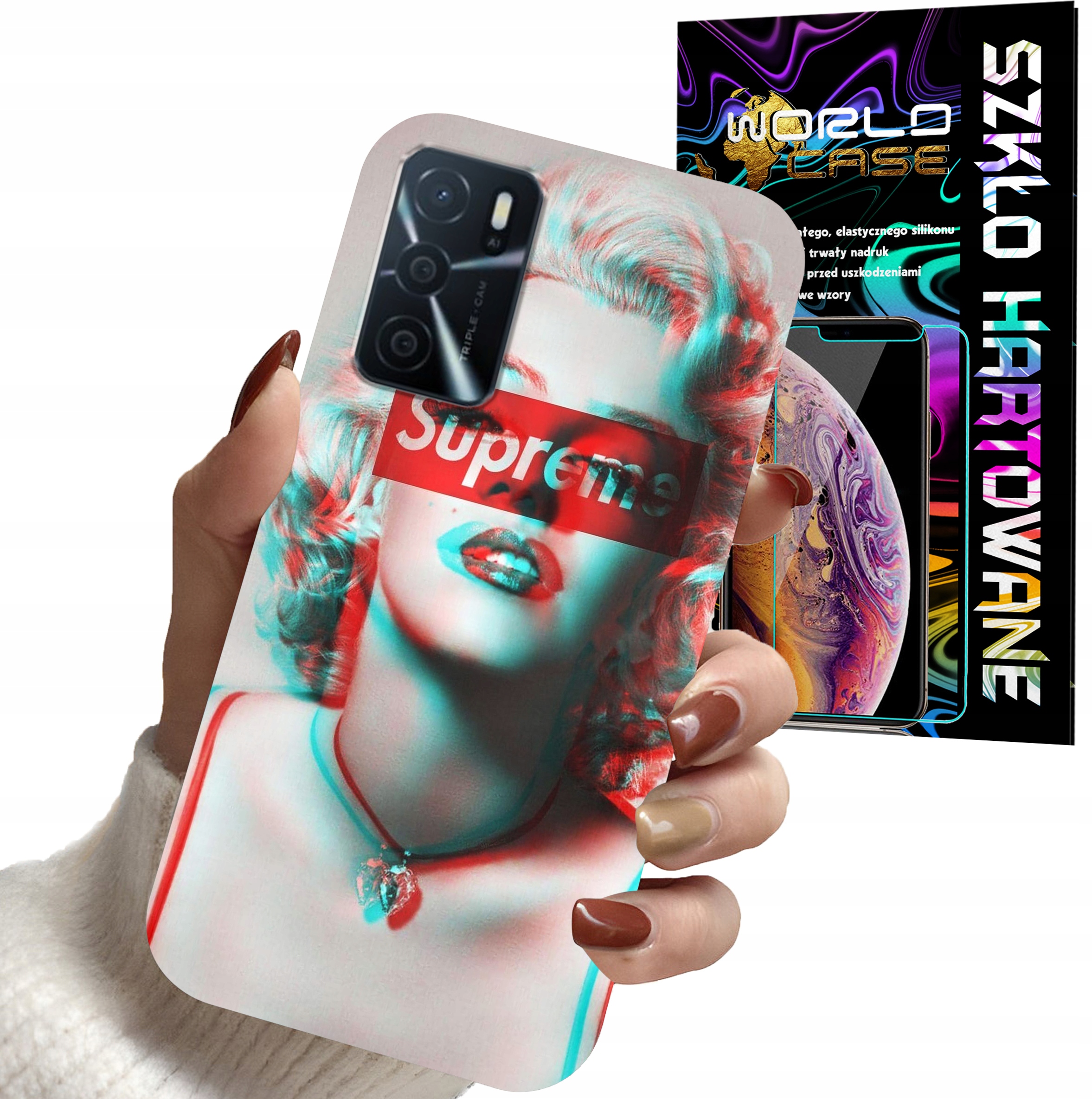 ETUI DO OPPO A16 A16s A54s - Monroe MODNE KOBIECE WZORY + SZKŁO