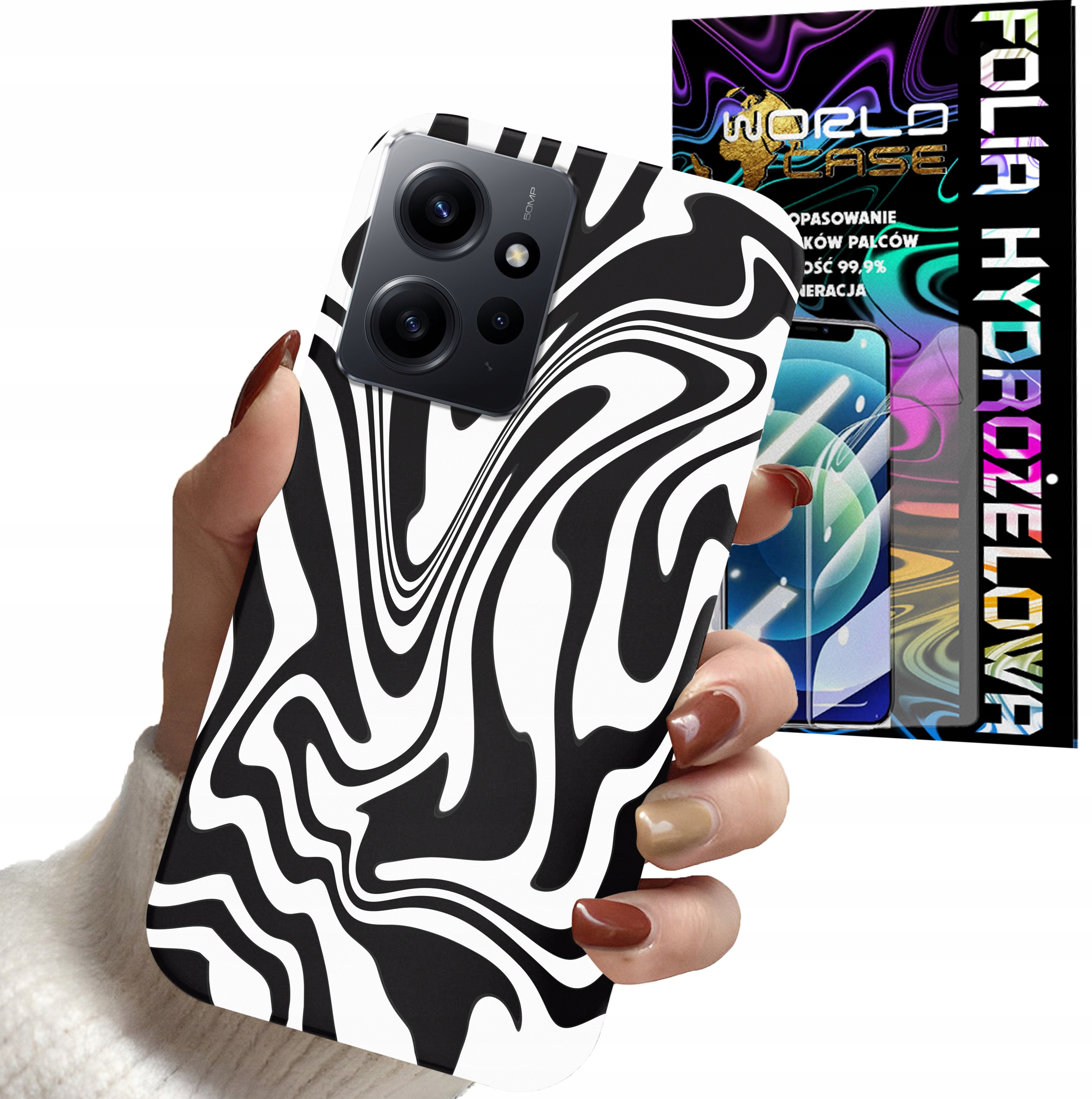 ETUI DO XIAOMI NOTE 12 4G - ABSTRAKCJA ZEBRA WZORY DLA KOBIET + FOLIA