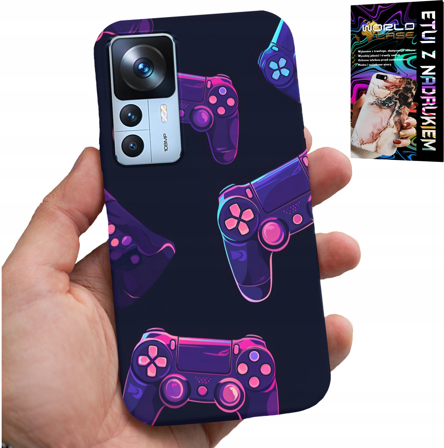 ETUI DO XIAOMI 12T / 12T PRO - CASE DLA GRACZA, WZORY Z GIER + SZKŁO