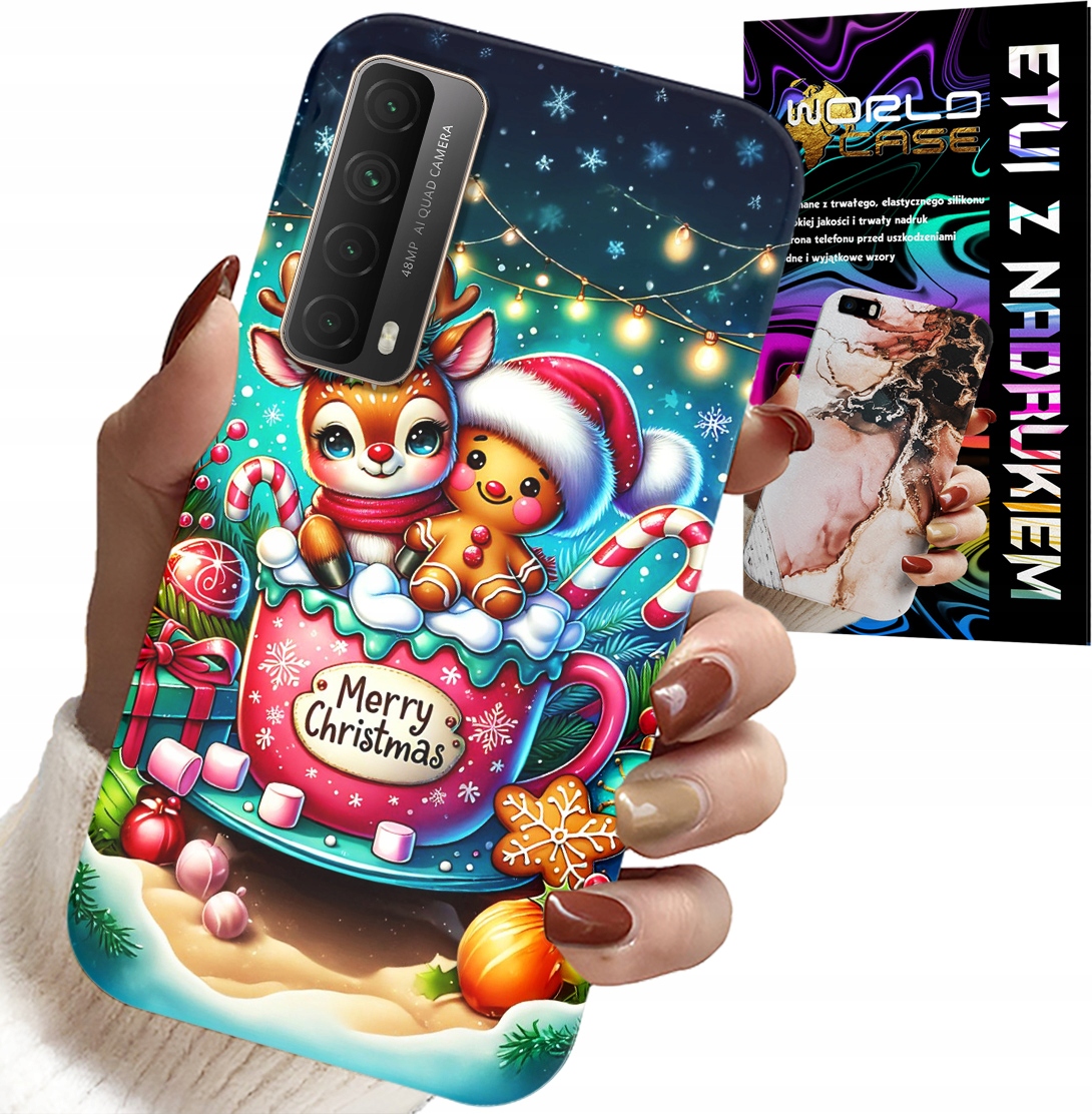 ETUI DO HUAWEI P SMART 2021 - RENIFER Z PIERNIKIEM MERRY CHRISTMAS