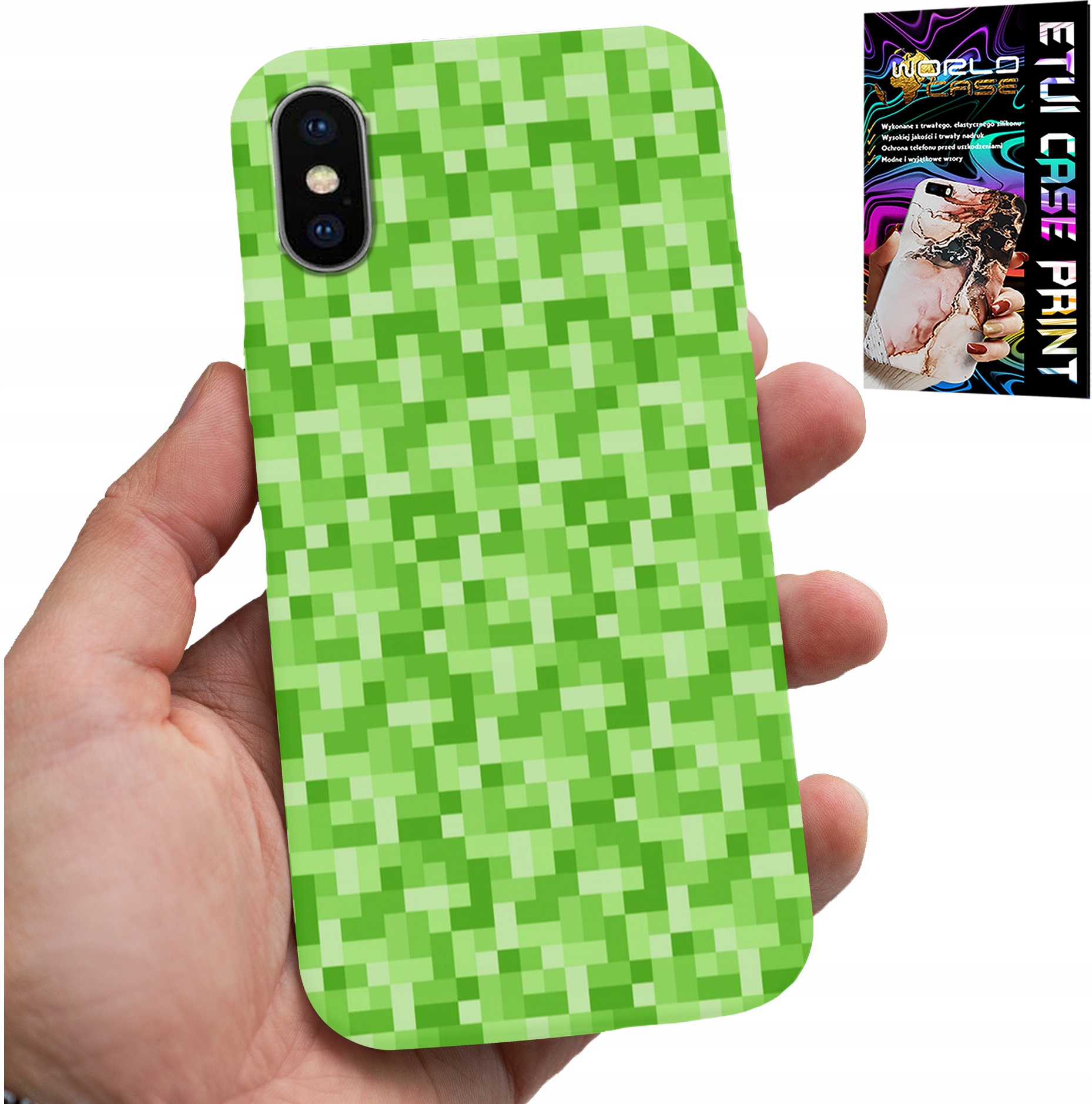 ETUI DO IPHONE X / XS - WZORY Z GIER Z GRY PIKSEL PIKSELE PLECKI