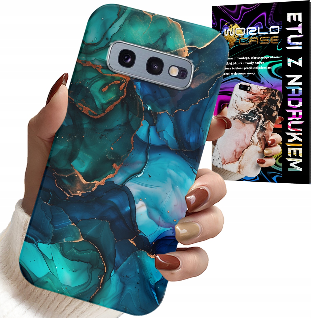 ETUI DO SAMSUNG GALAXY S10E - NIEBIESKO ZIELONY MARMUREK PLECKI WZORY