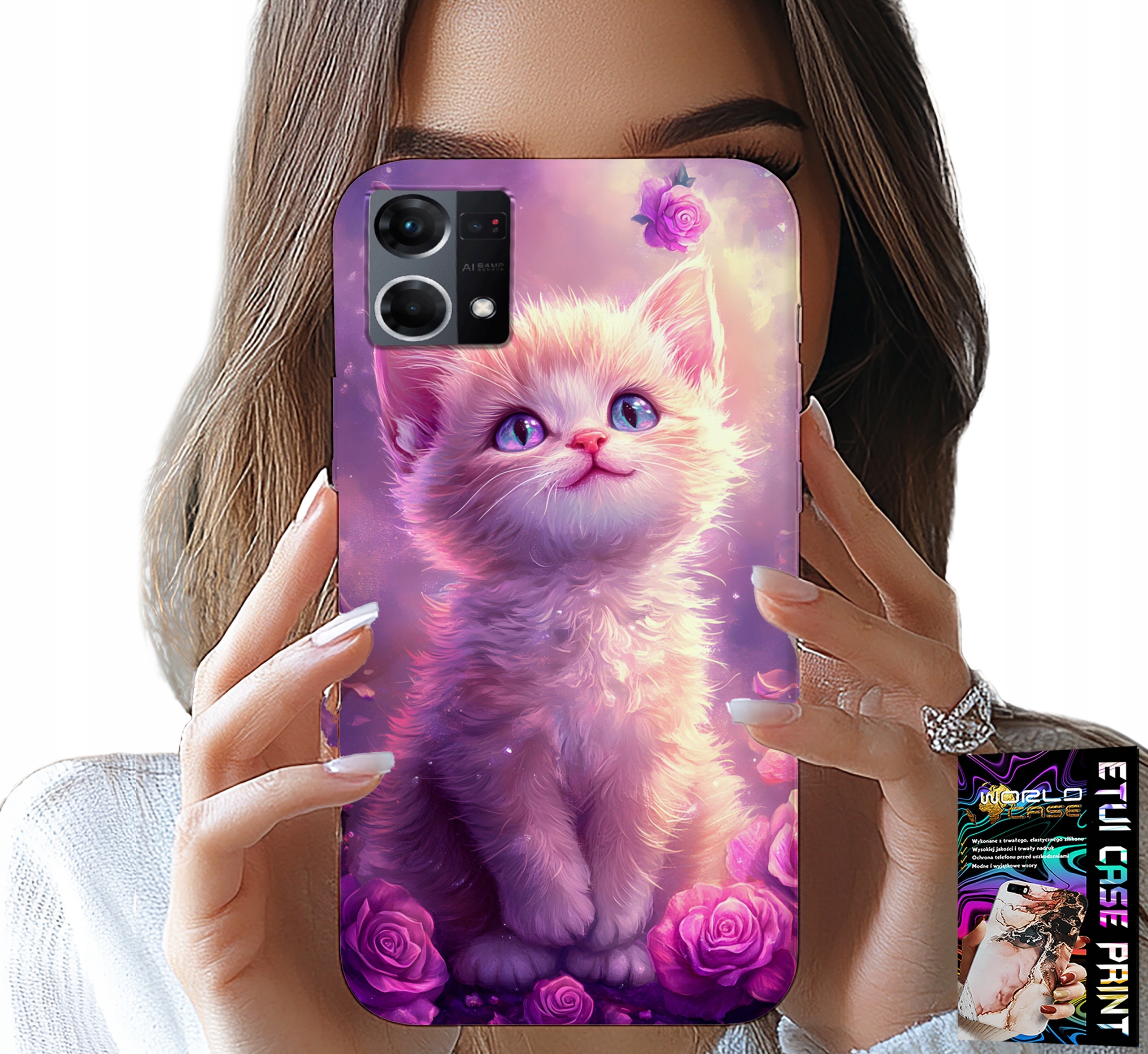 ETUI DO OPPO RENO7 4G - SŁODKI KOTEK, KOT, WZORY ZE ZWIERZĘTAMI