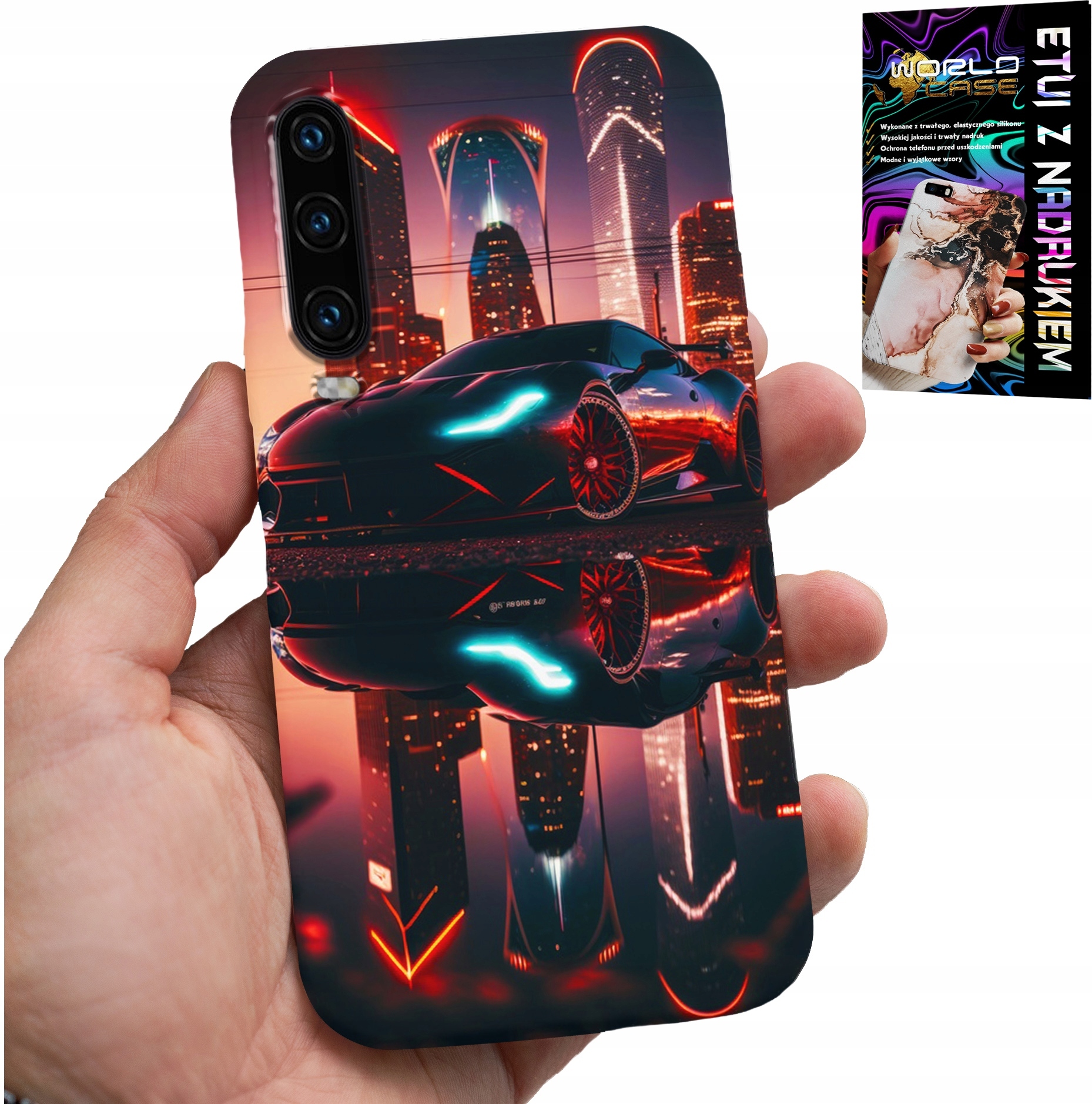 ETUI DO HUAWEI P30 - SAMOCHODY FAN, WZORY DLA MĘŻCZYZN +FOLIA