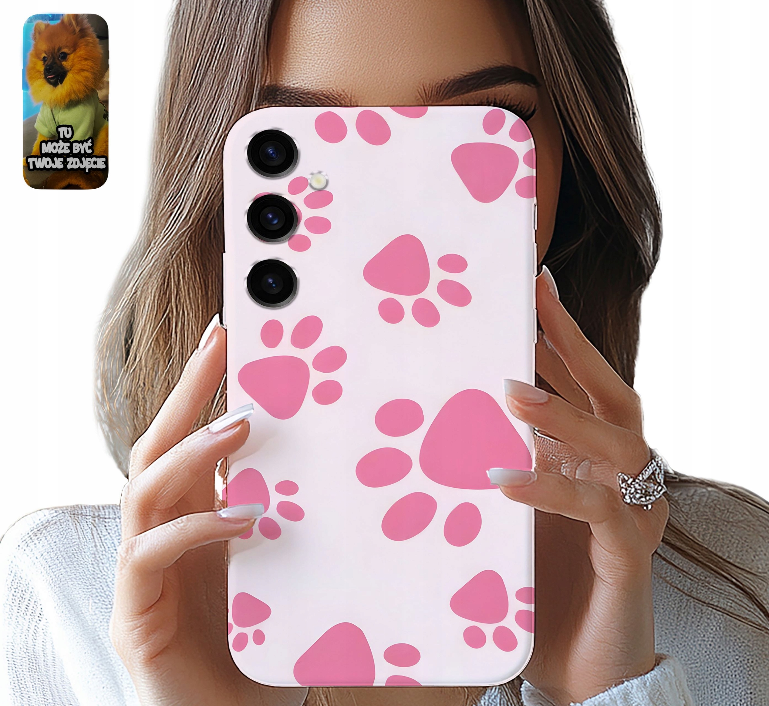 ETUI CASE SAMSUNG GALAXY S24 PSIE RÓŻOWE ŁAPKI DAMSKIE WZORY