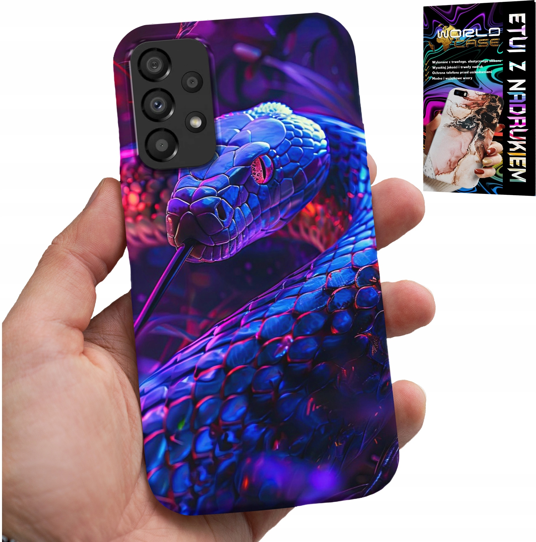 ETUI DO SAMSUNG A52 / A52S - WĄŻ KOBRA GRZECHOTNIK GADY CASE + FOLIA