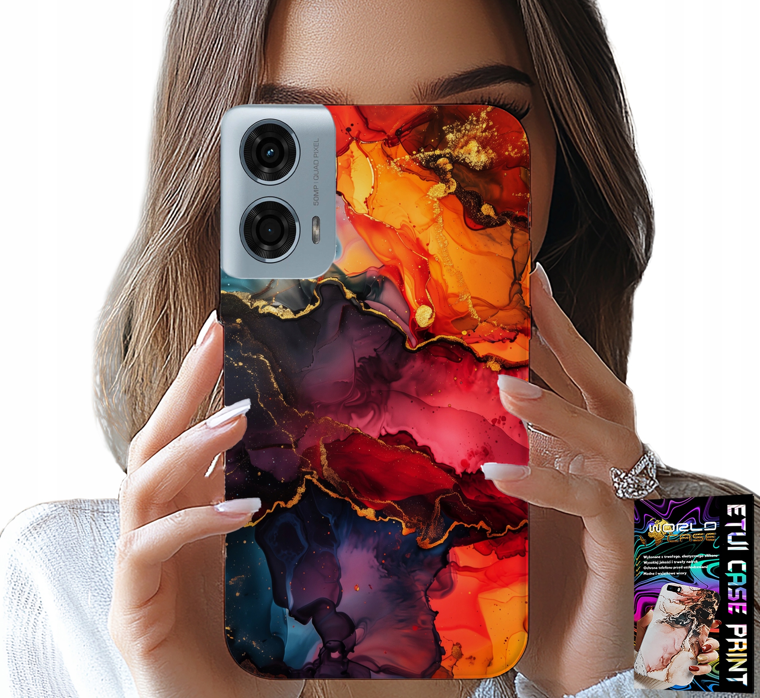 ETUI DO MOTOROLA G34 5G - KAMIENNE WZORY, OBUDOWA CASE + FOLIA