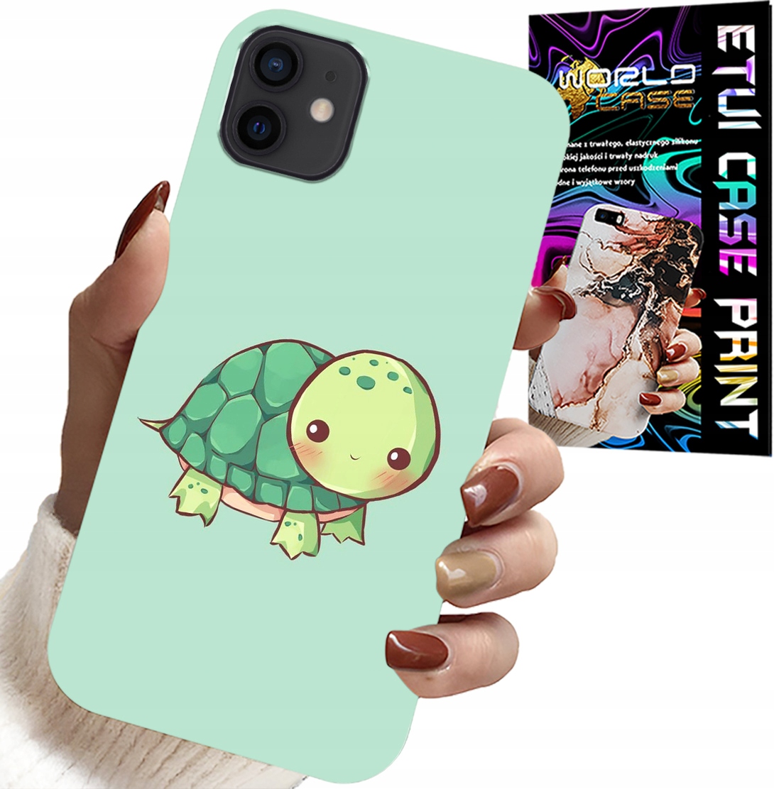 ETUI DO IPHONE 12 - SŁODKIE ŻÓŁWKI WZORY DLA DZIECI + SZKŁO