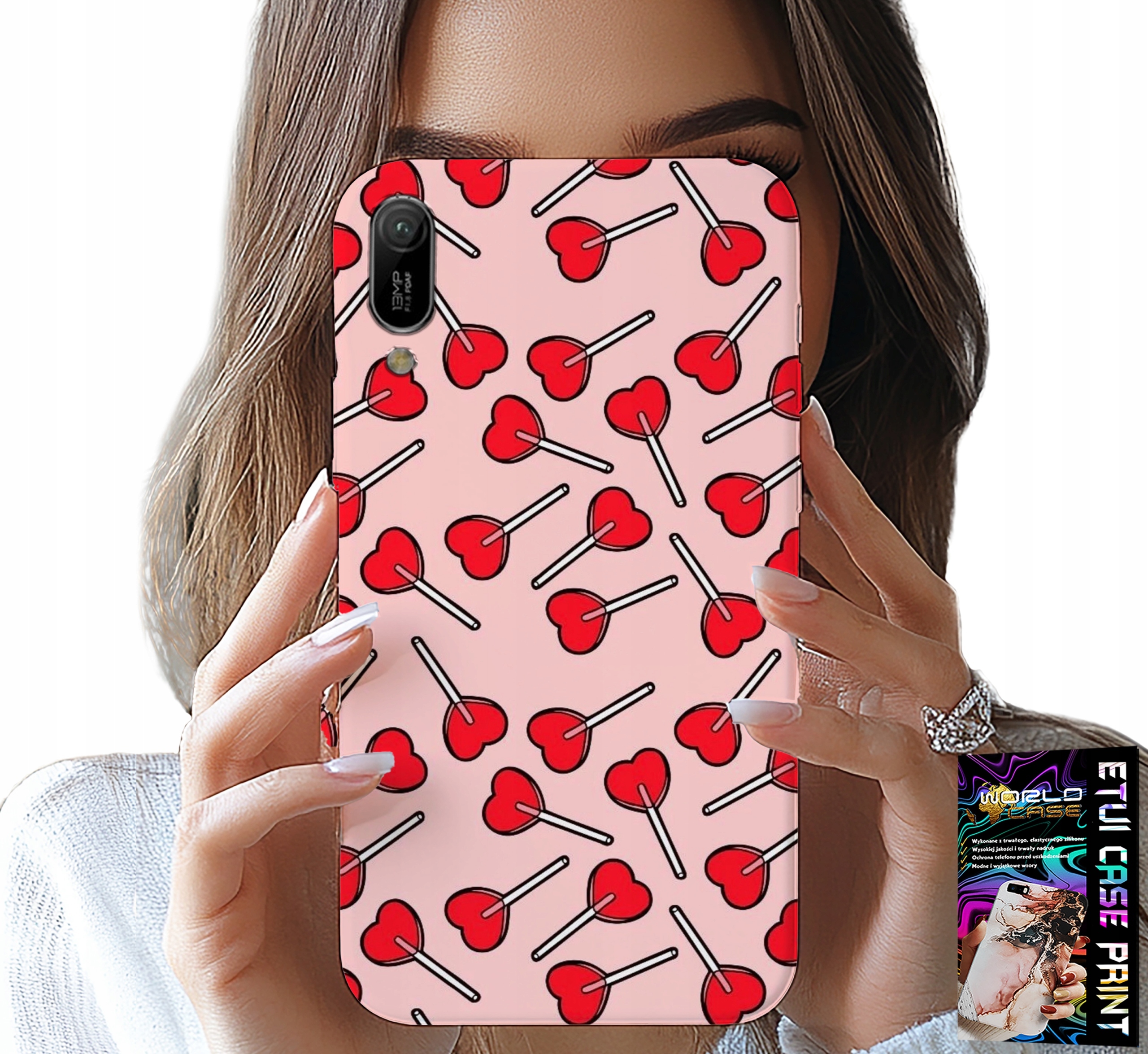 ETUI DO HUAWEI Y6 2019 - KOBIECE, MODNE WZORY LIZAKI W SERCA CASE