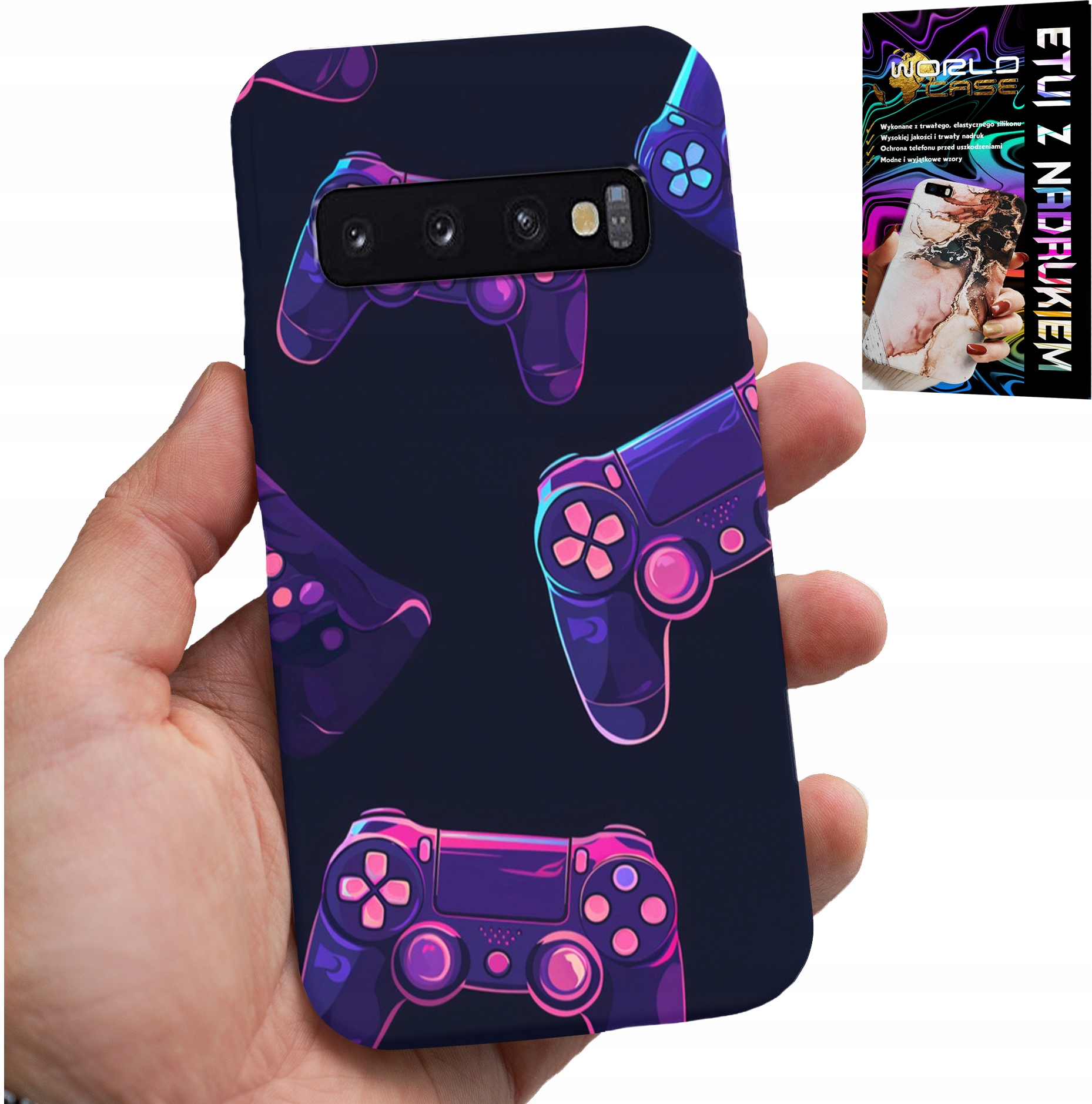 ETUI DO SAMSUNG GALAXY S10 PLUS - CASE DLA GRACZA, WZORY Z GIER + FOLIA