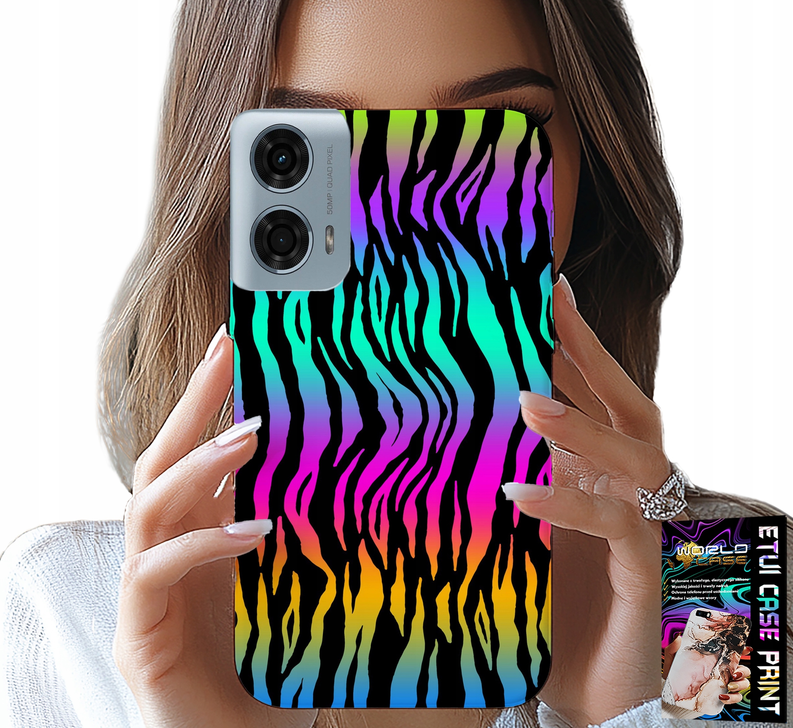 ETUI DO MOTOROLA G24 / G04 - ABSTRAKCYJNE KOLOROWE WZORY CASE + FOLIA