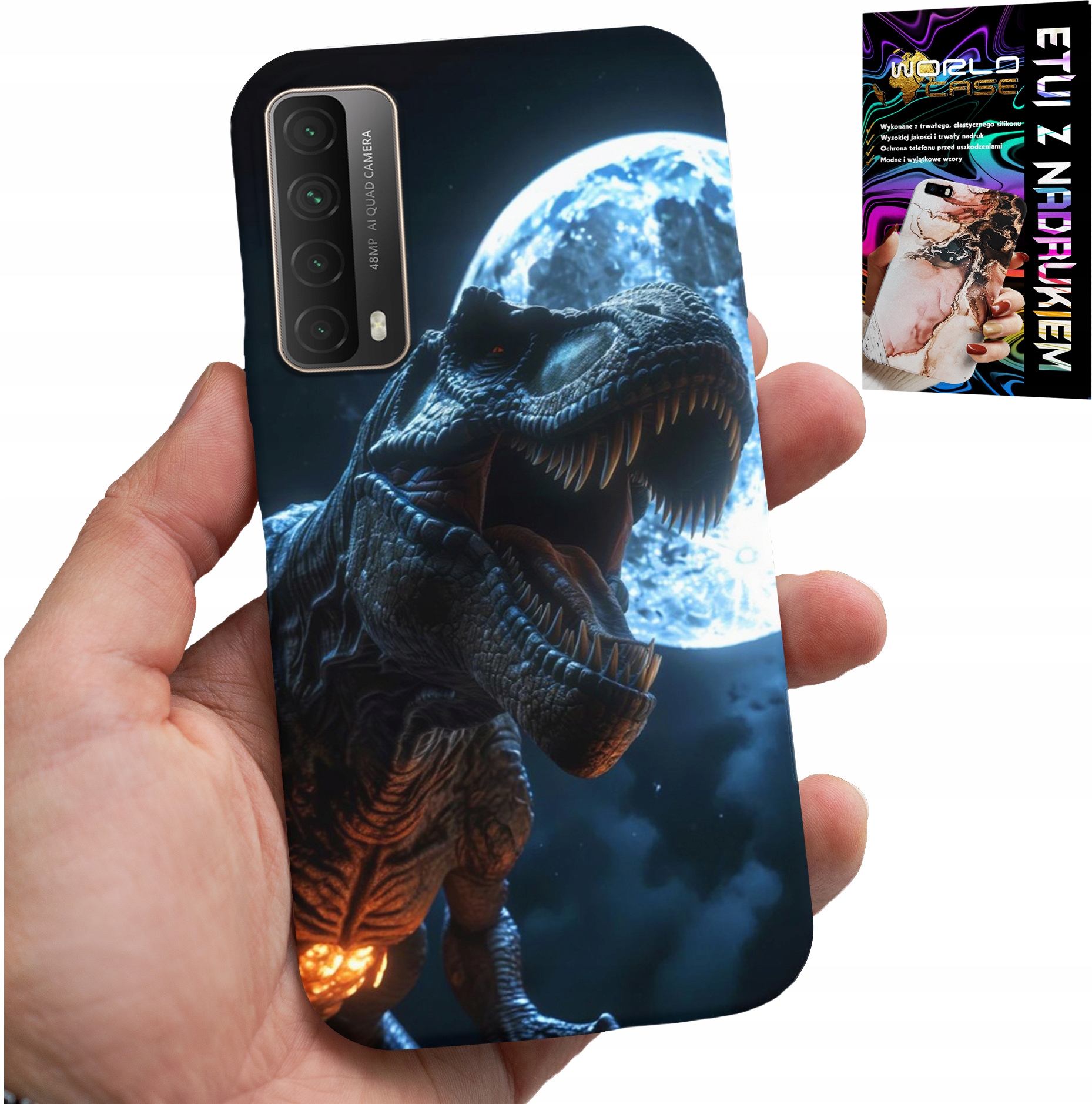 ETUI DO HUAWEI P SMART 2021 - DINO DINOZAUR TYRANOZAUR POKROWIEC CASE