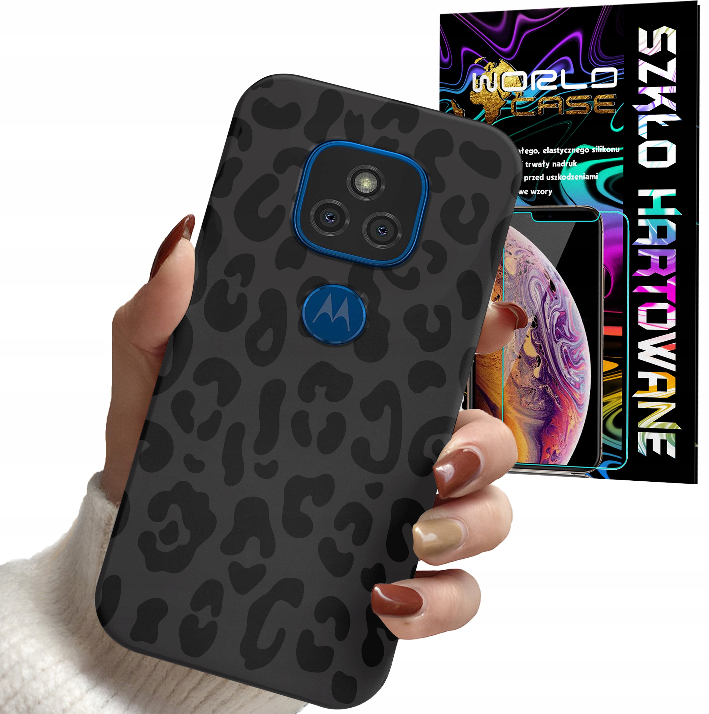 ETUI DO MOTOROLA G9 Play G9 E7 PLUS - PANTERKA WZORKI MODNE OBUDOWA + SZKŁO