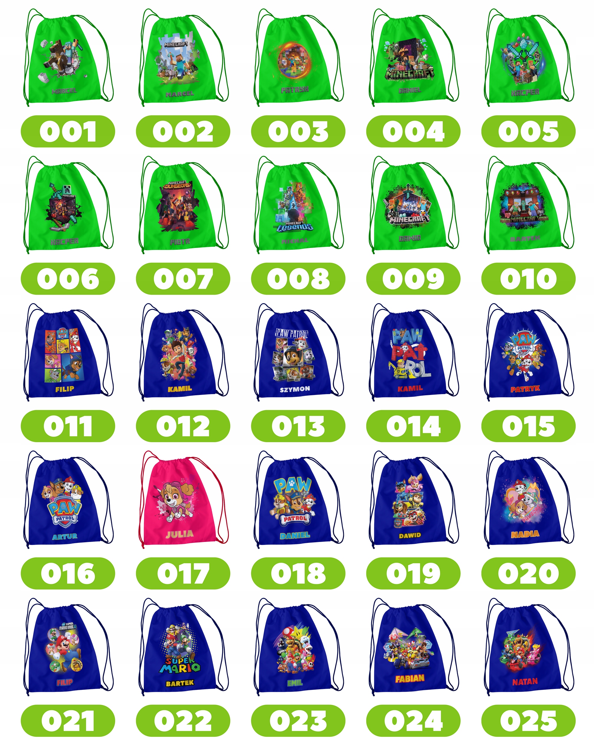 WOREK PLECAK SPORTOWY NA WF DLA DZIECI - SUPER MARIO BROS + IMIĘ! LUIGI