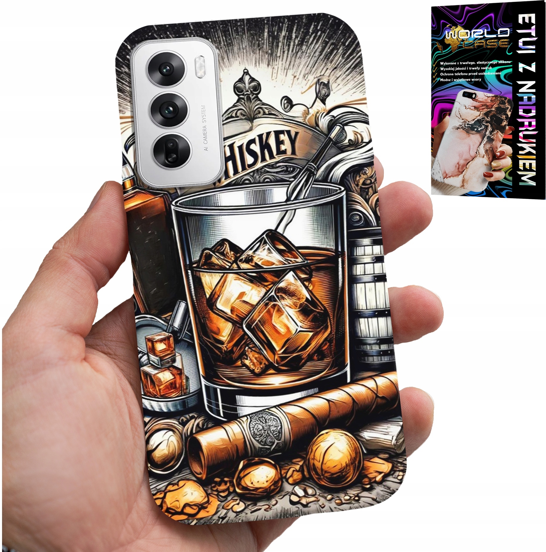 ETUI DO OPPO RENO12 5G - WHISKY CYGARO WZORY DLA MĘŻCZYZN PLECKI