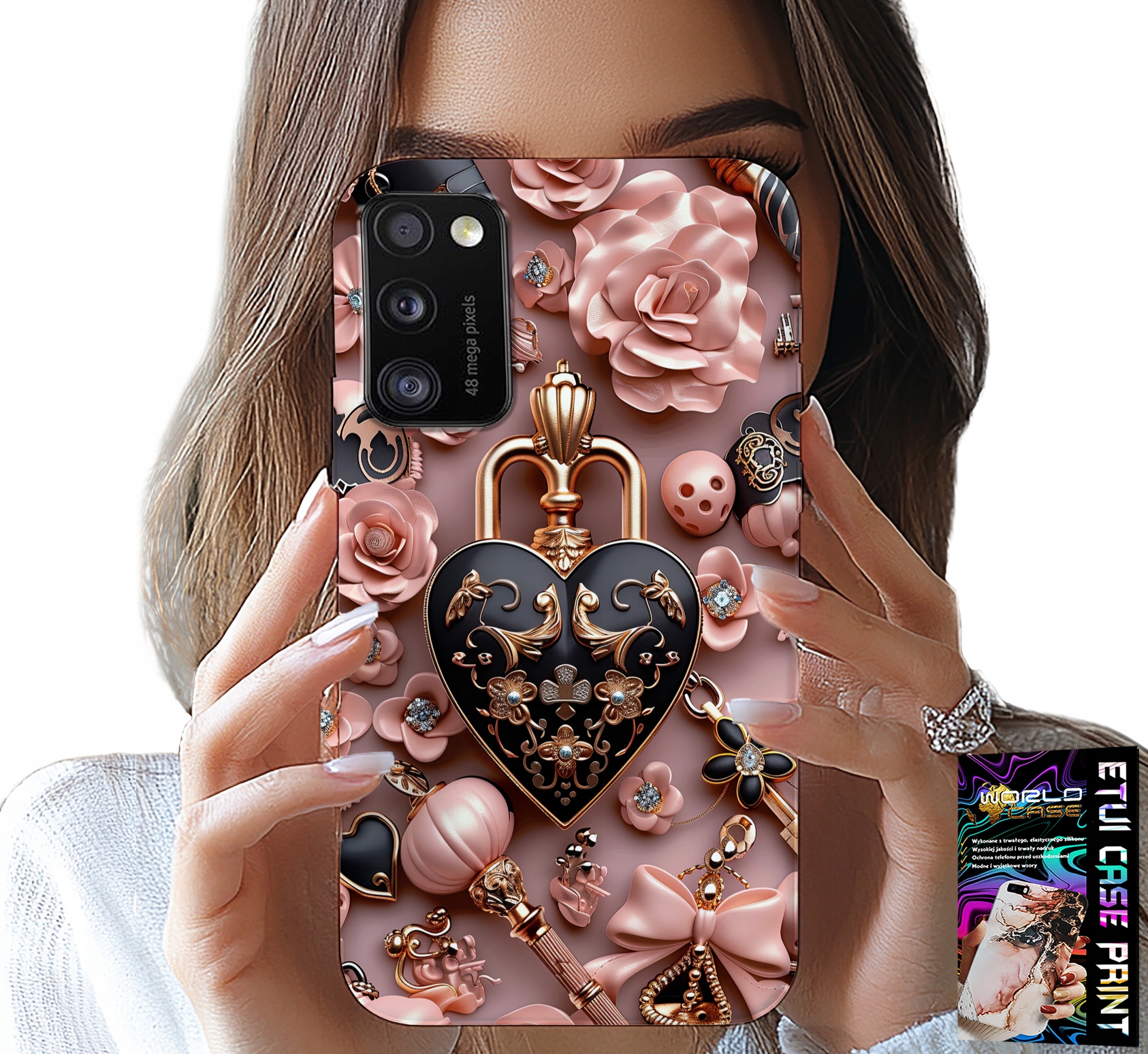 ETUI DO XIAOMI POCO M3 - KOBIECE WZORY KŁÓDKA SERCE CASE + SZKŁO