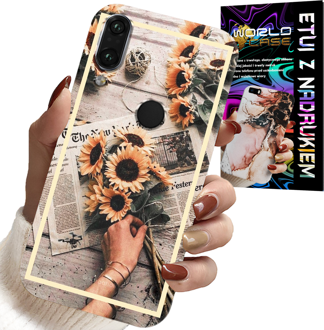 ETUI DO HUAWEI Y7 2019 - KWIATISTY WZÓR SŁONECZNIK SŁONECZNIKI