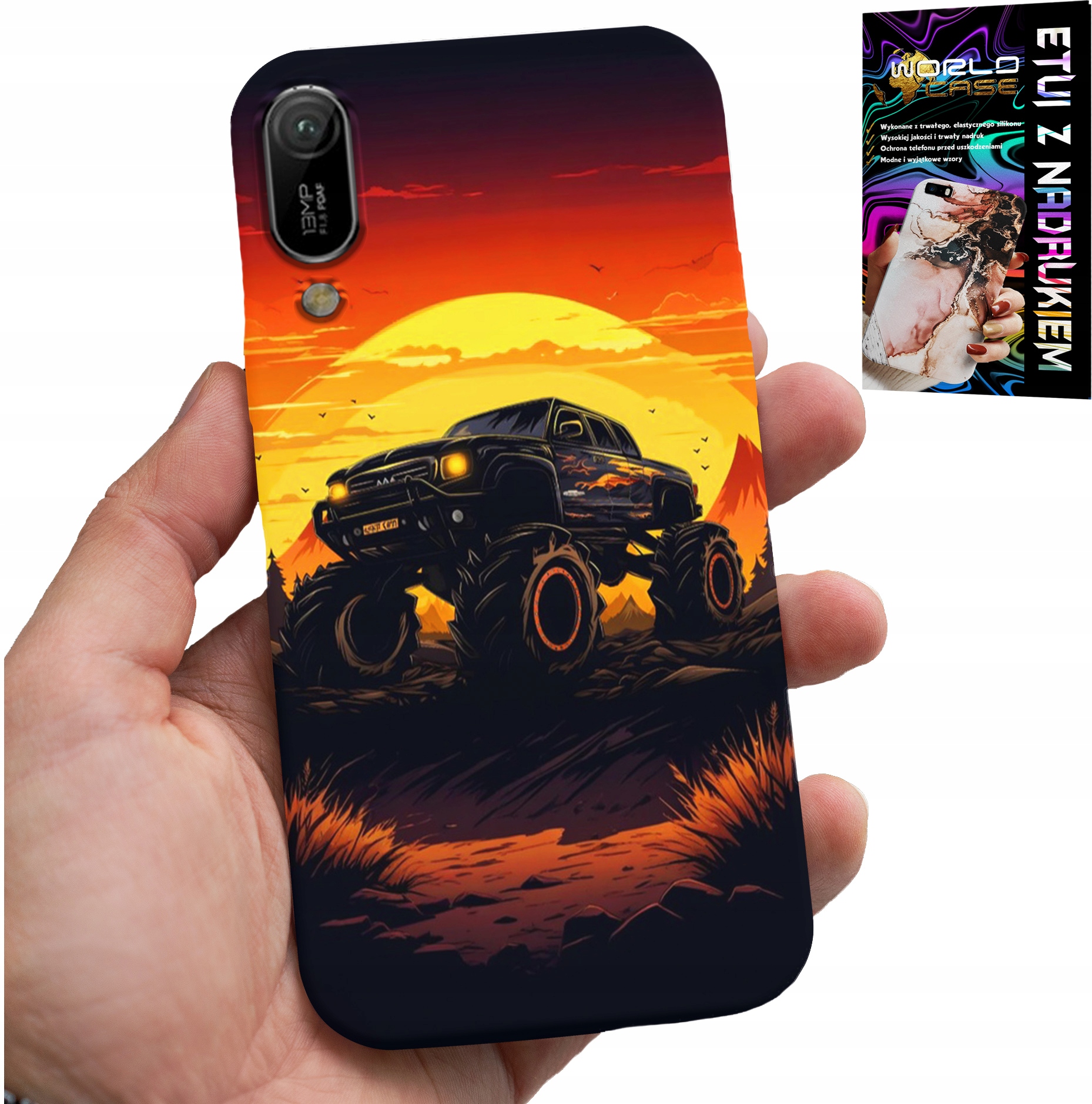 ETUI DO HUAWEI Y6 2019 - MONSTERTRUCK, CIĘŻARÓWKA, WZORY + SZKŁO