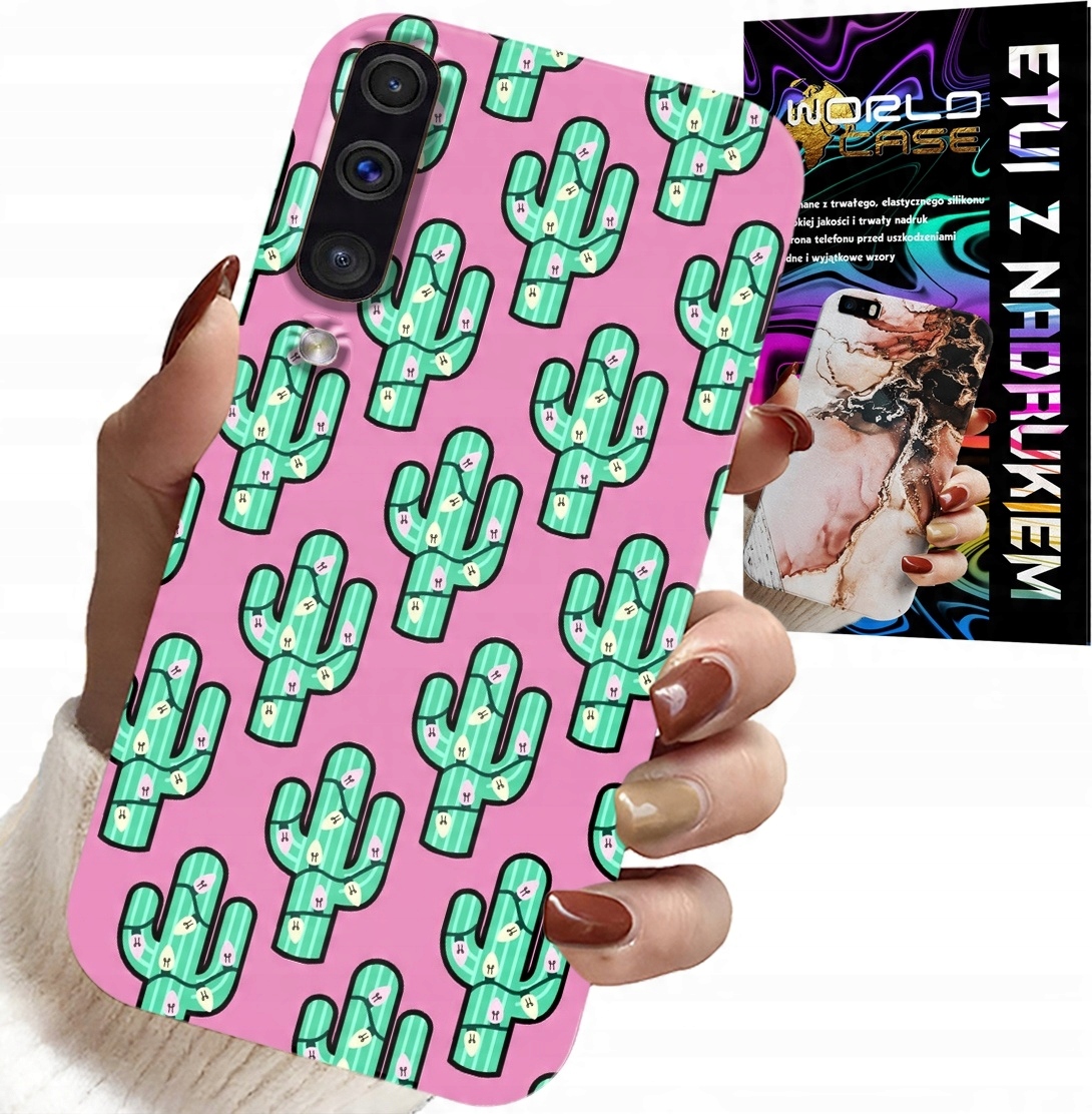 ETUI DO SAMSUNG GALAXY A70 - KAKTUSY, KAKTUS NA RÓŻOWYM TLE + FOLIA