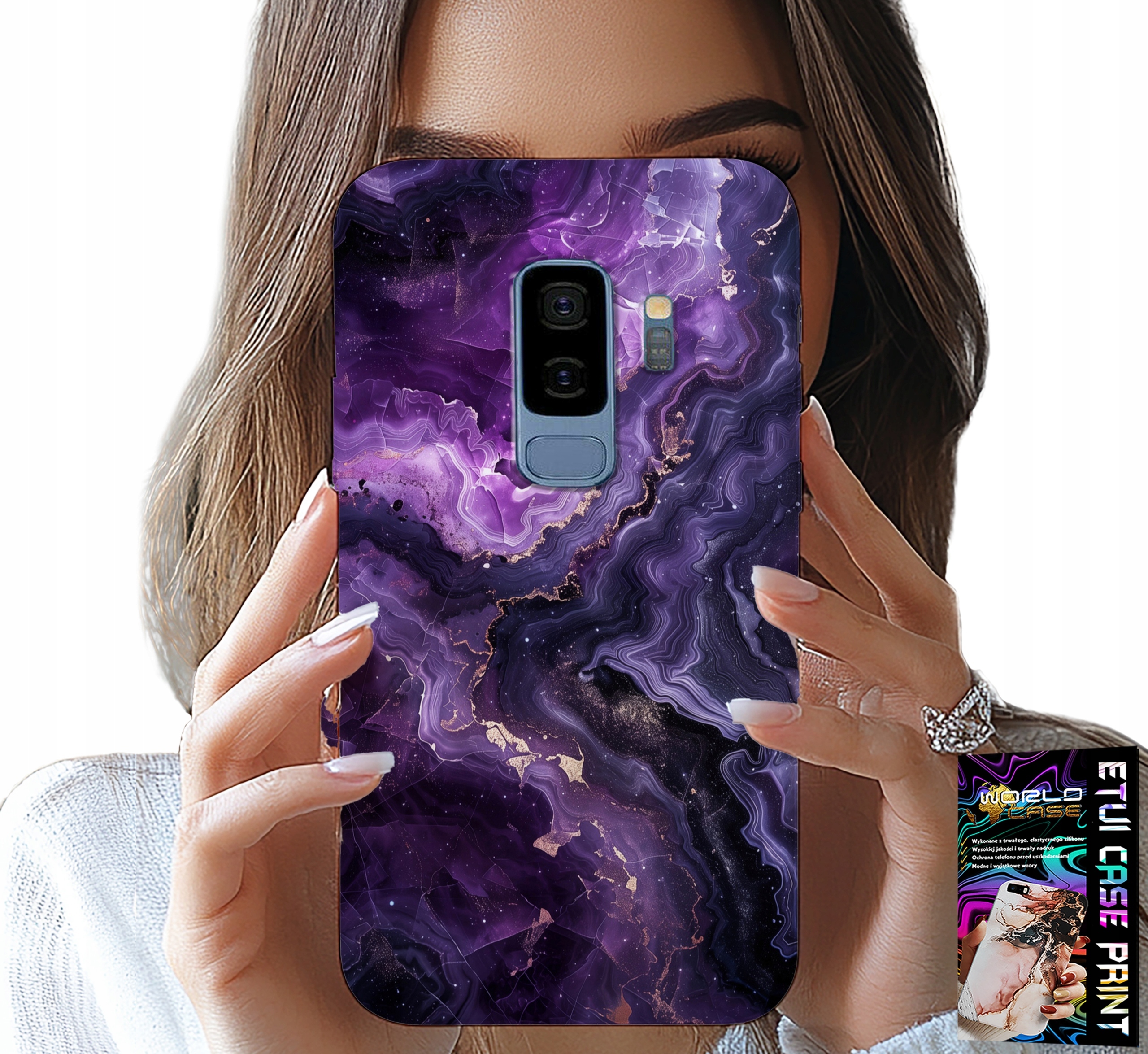 ETUI DO SAMSUNG GALAXY S9 PLUS - FIOLETOWY MARMUREK MODNE KOBIECE + FOLIA